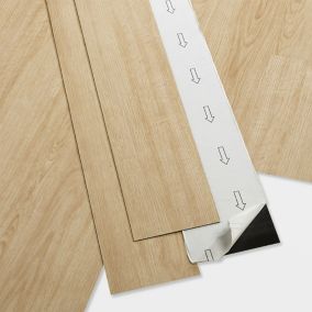 GoodHome Poprock Natural Wood planks Wood effect Self-adhesive Vinyl plank, Pack of 7