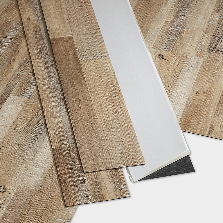 Goodhome Poprock Rustic Wood Planks, Vinyl Flooring Adhesive B Q