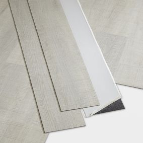 GoodHome Poprock Silver Wood effect Self-adhesive Vinyl plank, 1.1m²