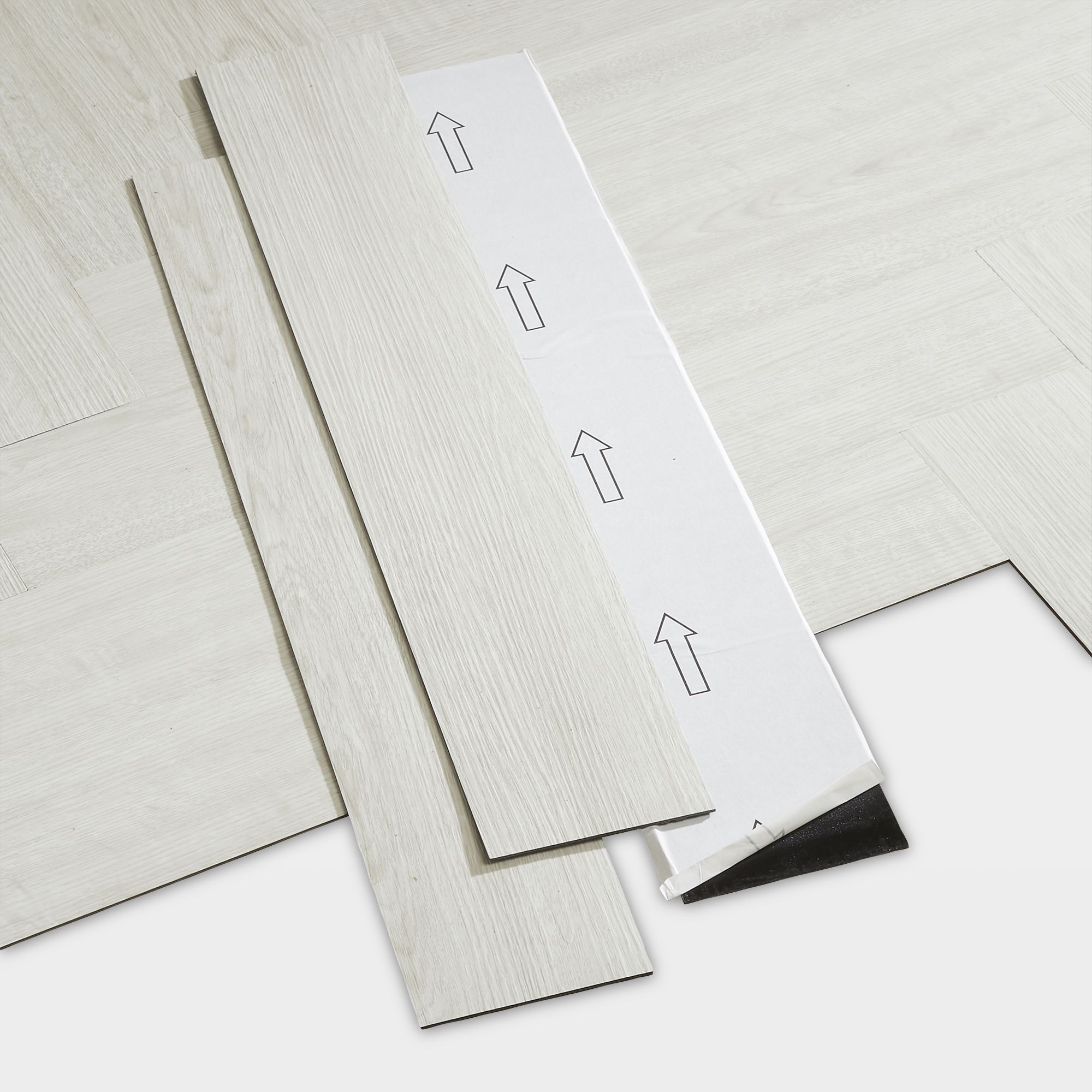 GoodHome Poprock White Wood effect Self-adhesive Vinyl plank, 1.2m²