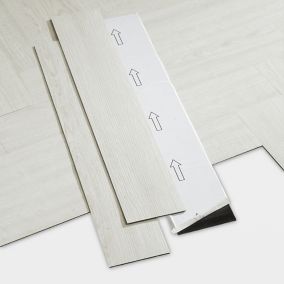 GoodHome Poprock White Wood effect Self-adhesive Vinyl plank, 1.2m²