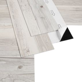 GoodHome Poprock White Wood effect Self-adhesive Vinyl plank, Pack of 8