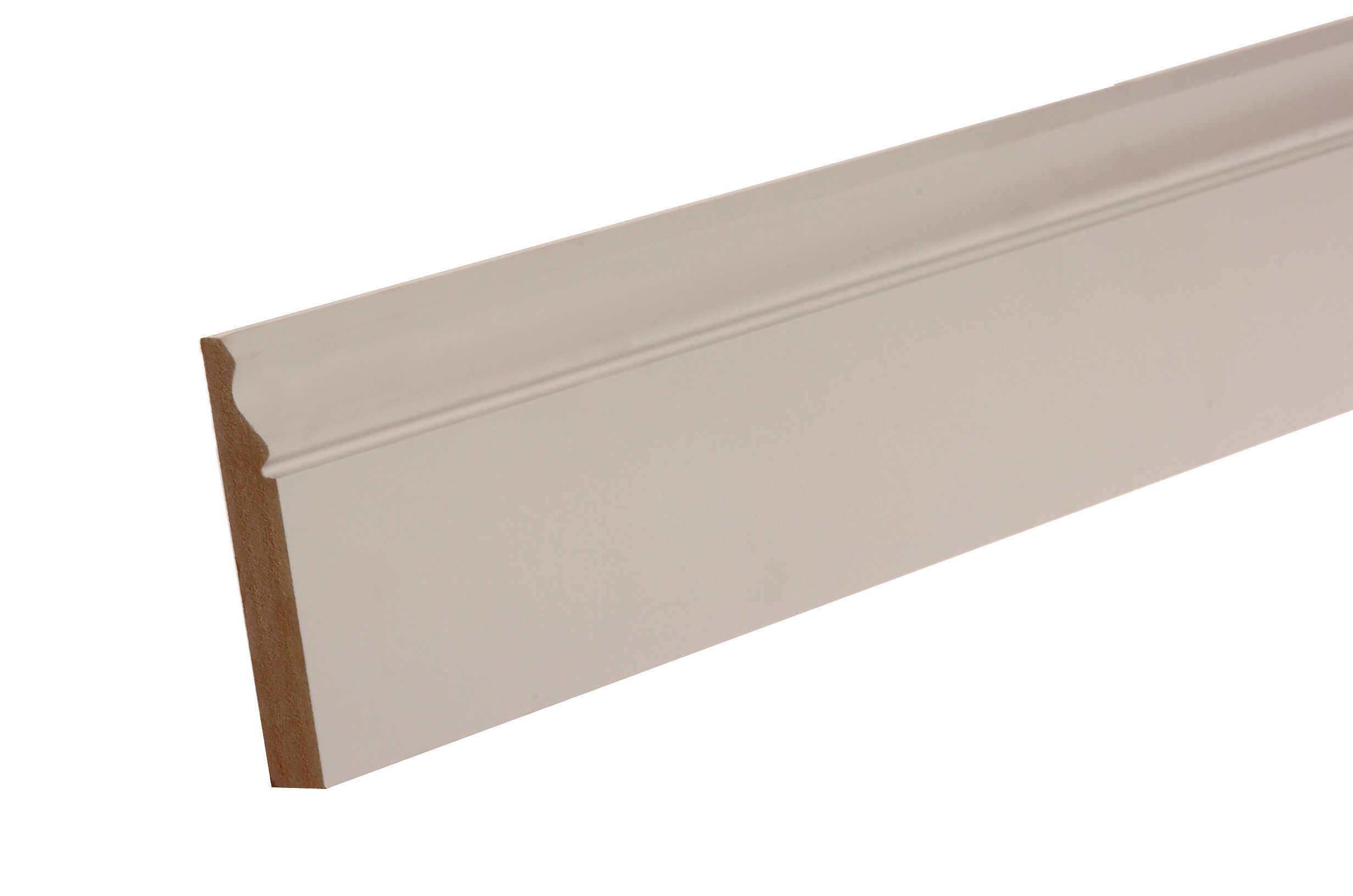 GoodHome Primed White MDF Ogee Skirting board (L)2.4m (W)119mm (T)18mm