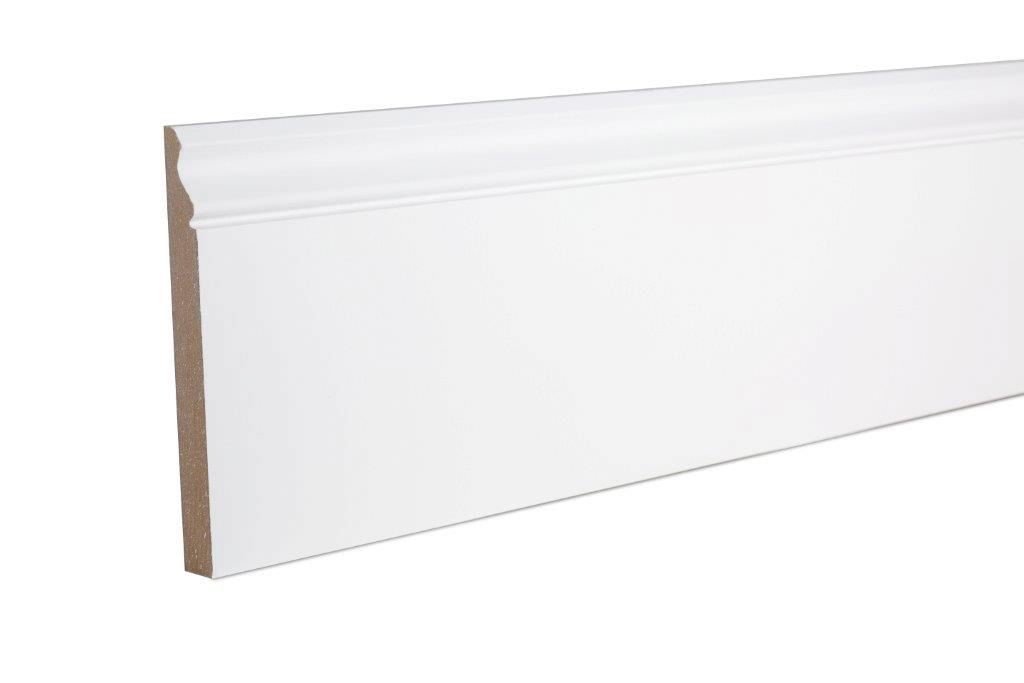 GoodHome Primed White MDF Ogee Skirting board (L)2400mm (W)169mm (T)18mm