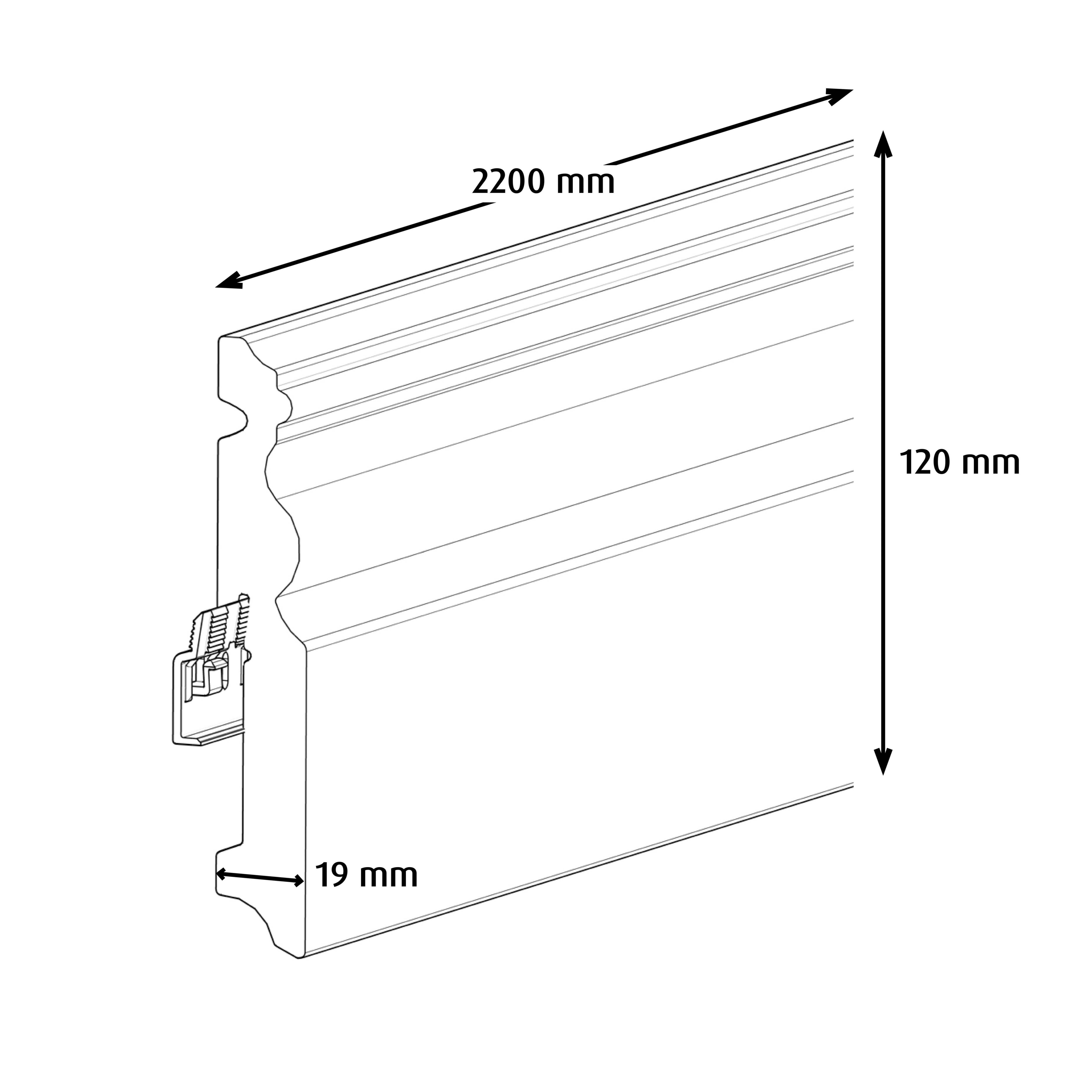 GoodHome Primed White MDF Skirting board (L)2200mm (W)120mm (T)19mm