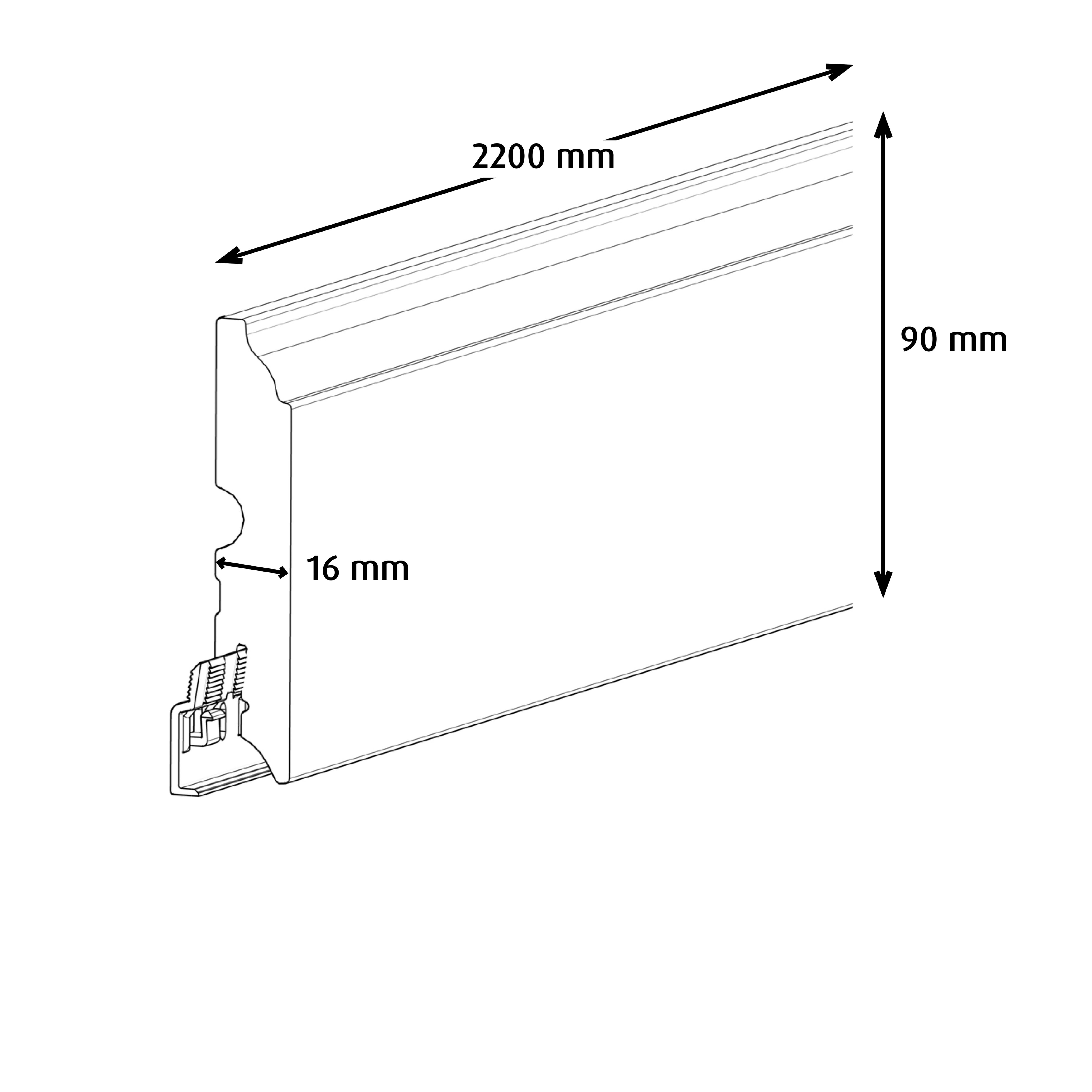 GoodHome Primed White MDF Skirting board (L)2200mm (W)90mm (T)16mm