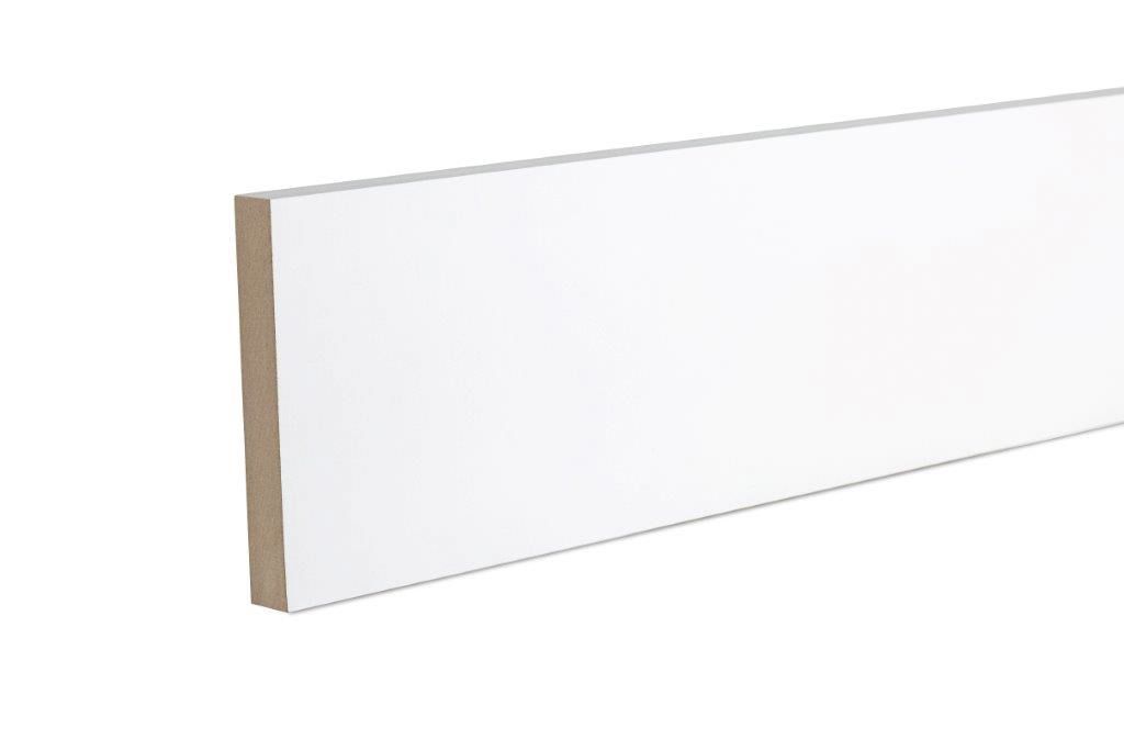 GoodHome Primed White MDF Square edge Skirting board (L)2.4m (W)119mm