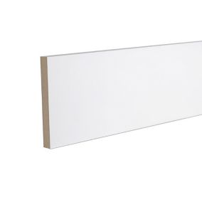GoodHome Primed White MDF Square edge Skirting board (L)2.4m (W)144mm (T)18mm, Pack of 2