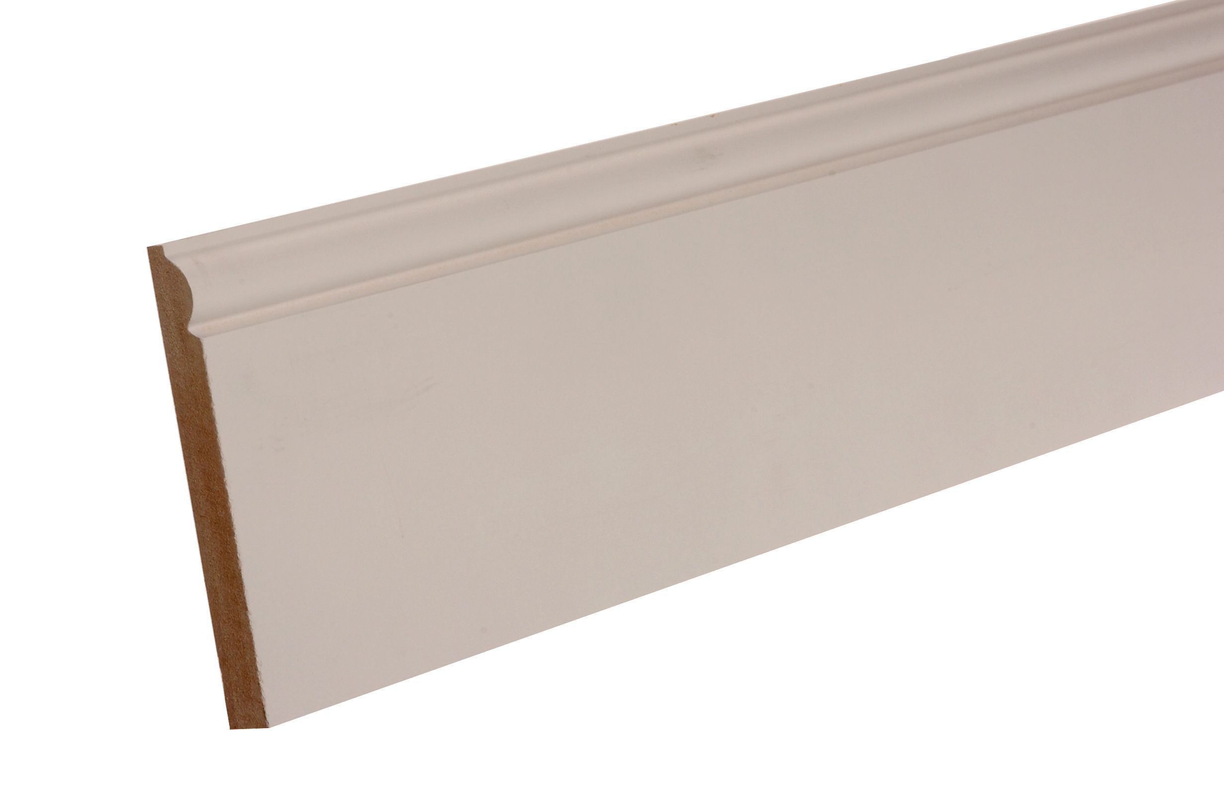 GoodHome Primed White MDF Torus Skirting board (L)2.4m (W)119mm (T)18mm