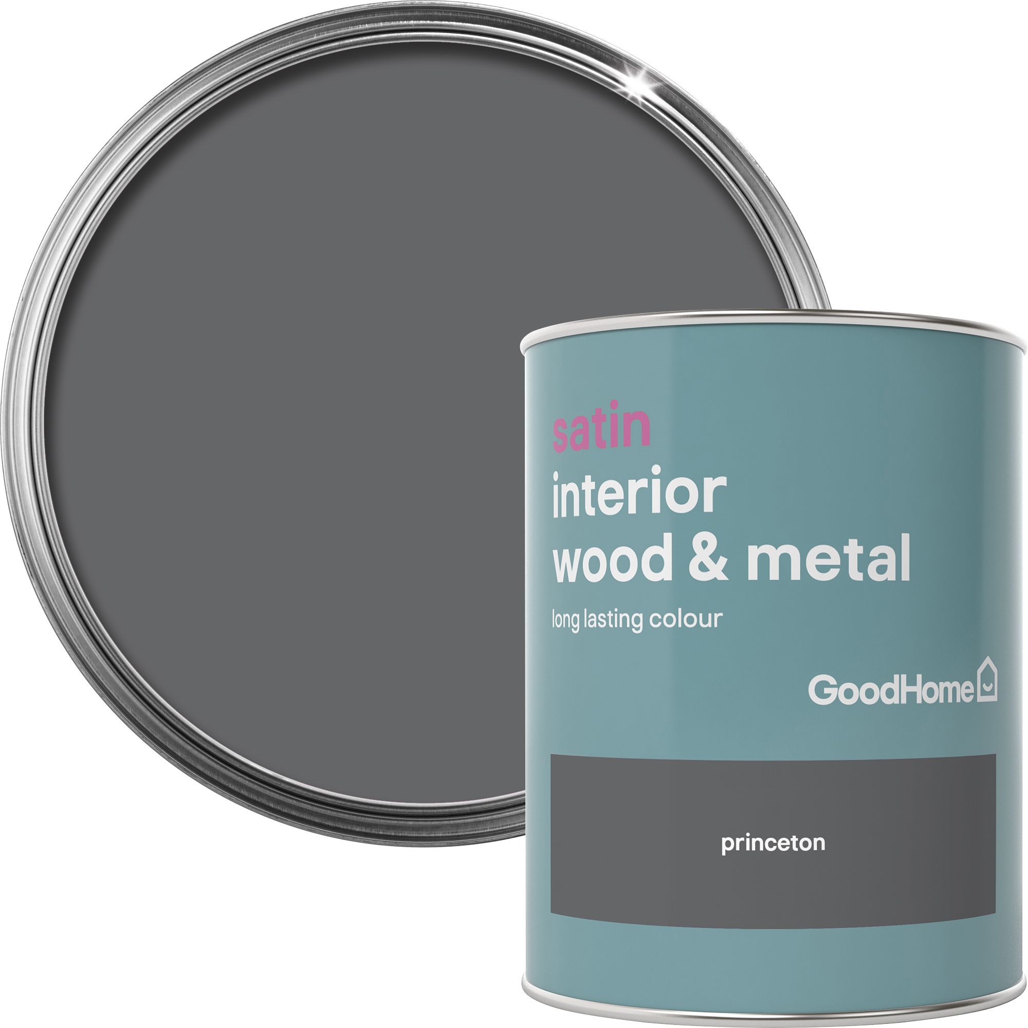 GoodHome Princeton Satin Metal & wood paint, 750ml