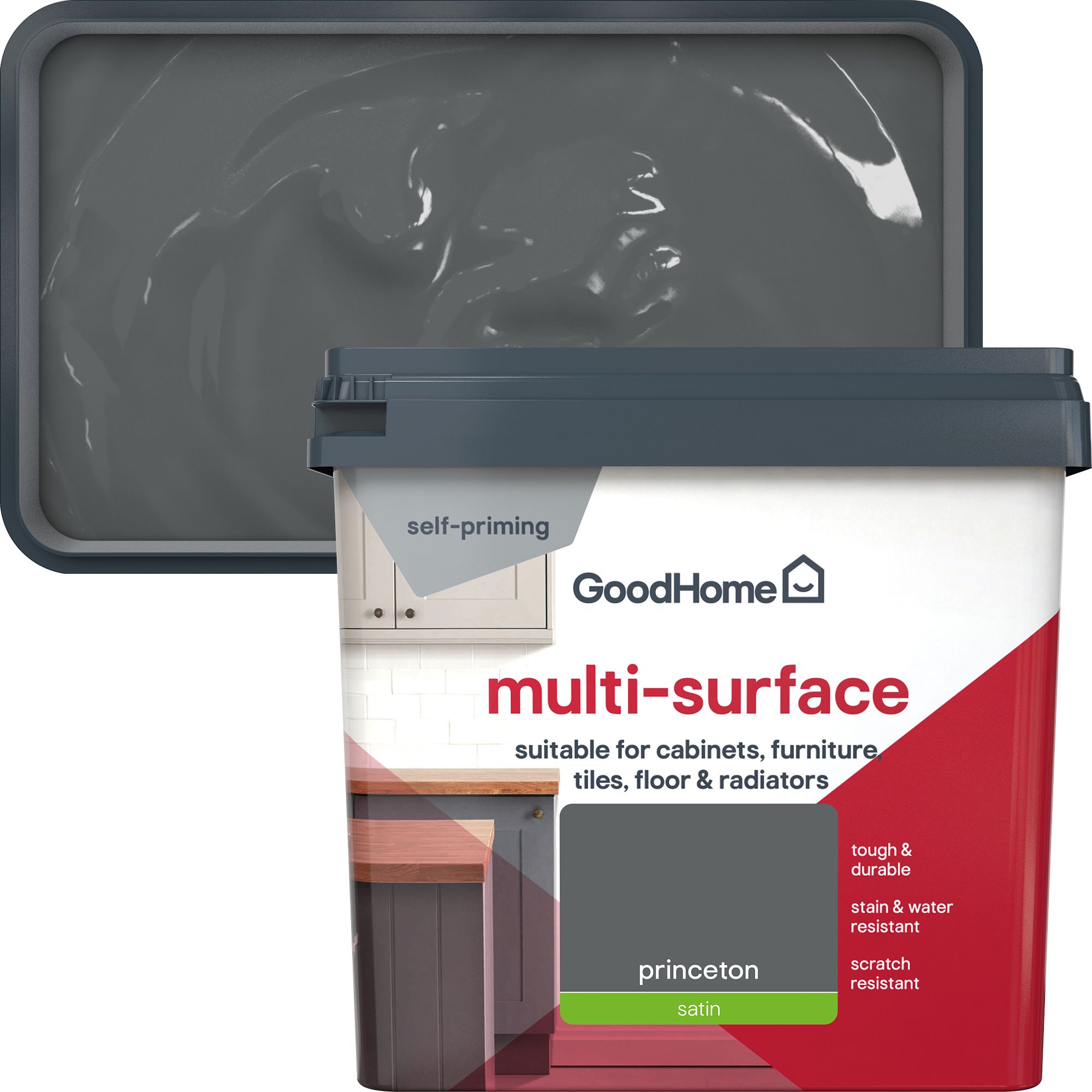 GoodHome Princeton Satin Multi-surface paint, 750ml