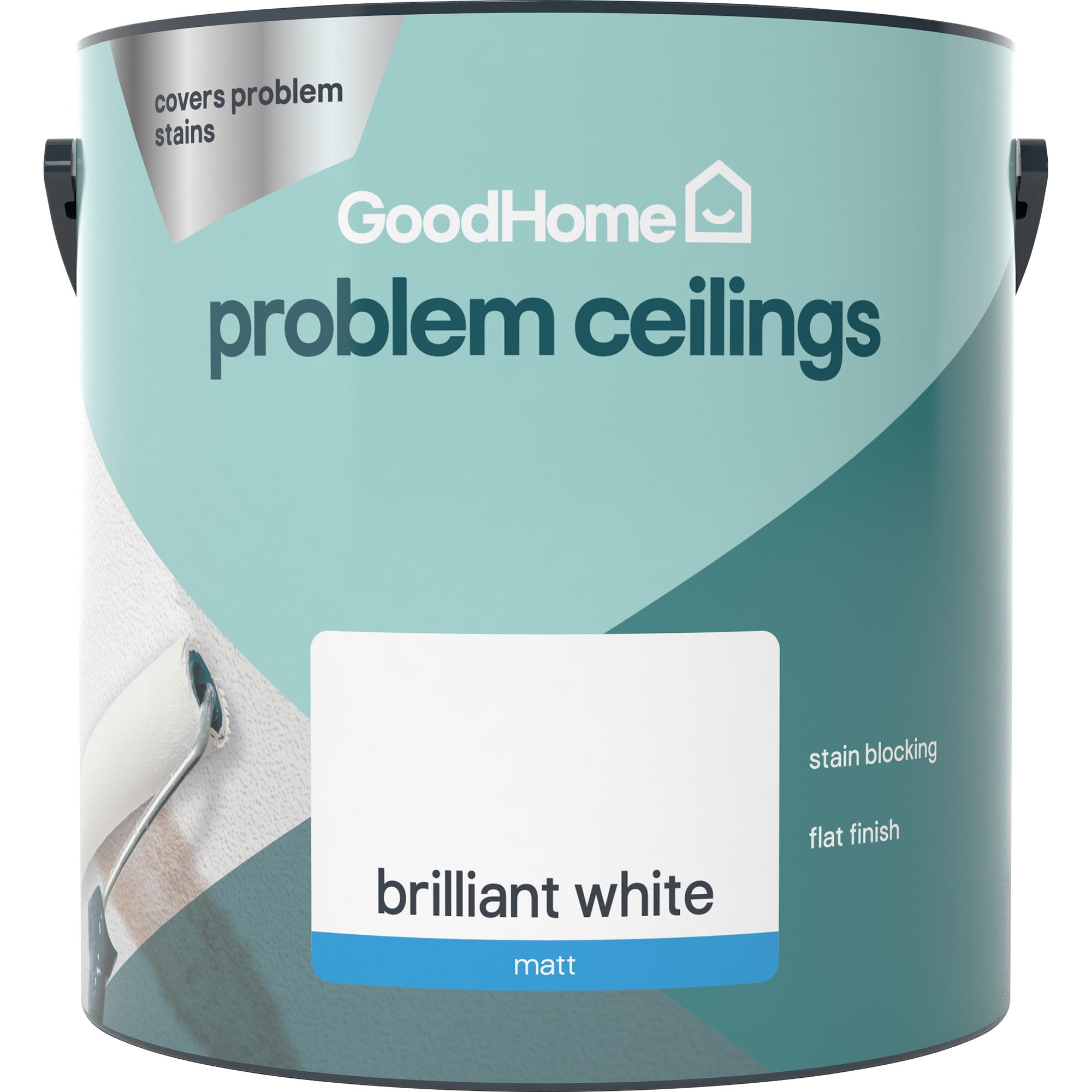 GoodHome Problem ceilings Brilliant white Matt Emulsion paint, 2.5L