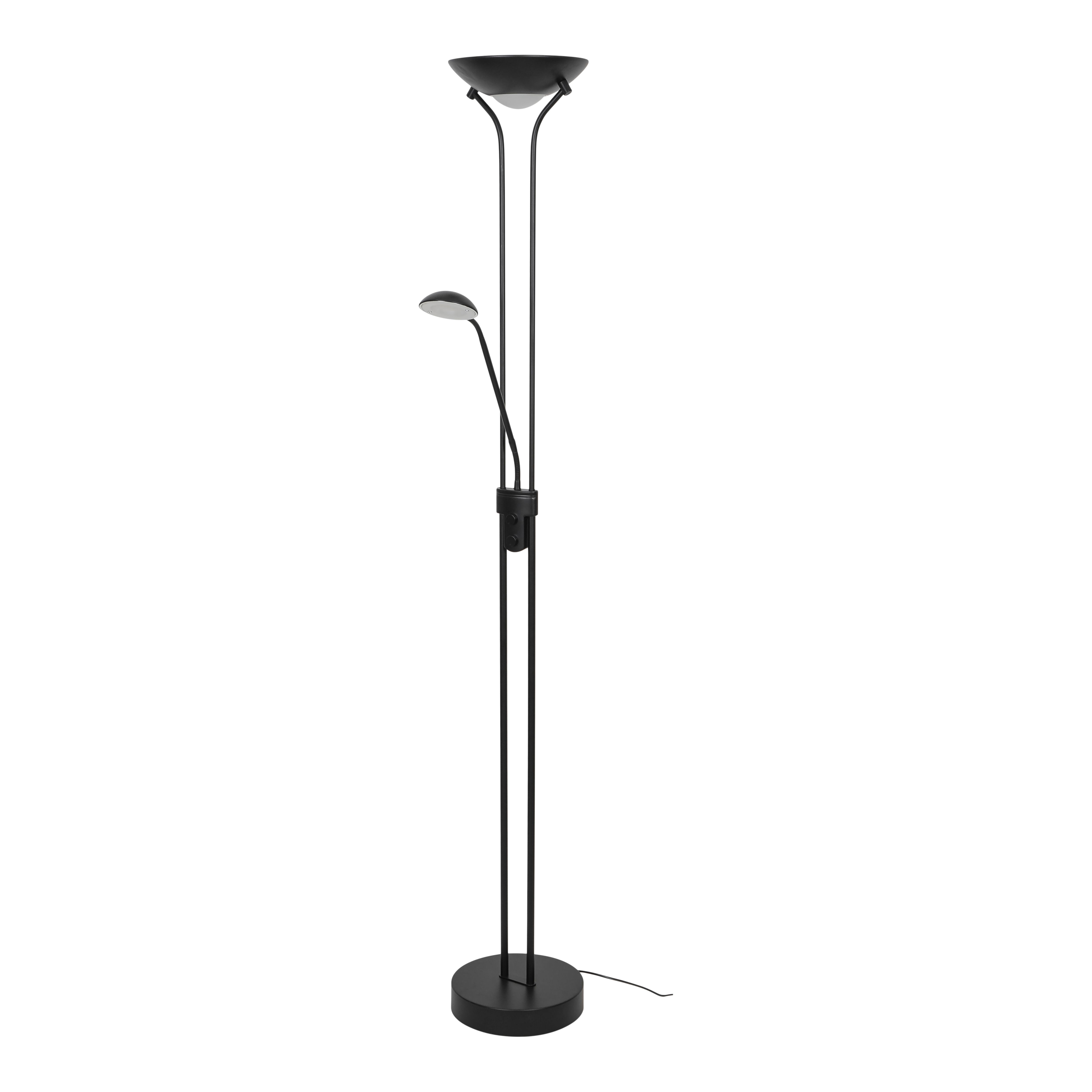 GoodHome Pulmoz Matt Black 2 Lights LED Mother & child floor light
