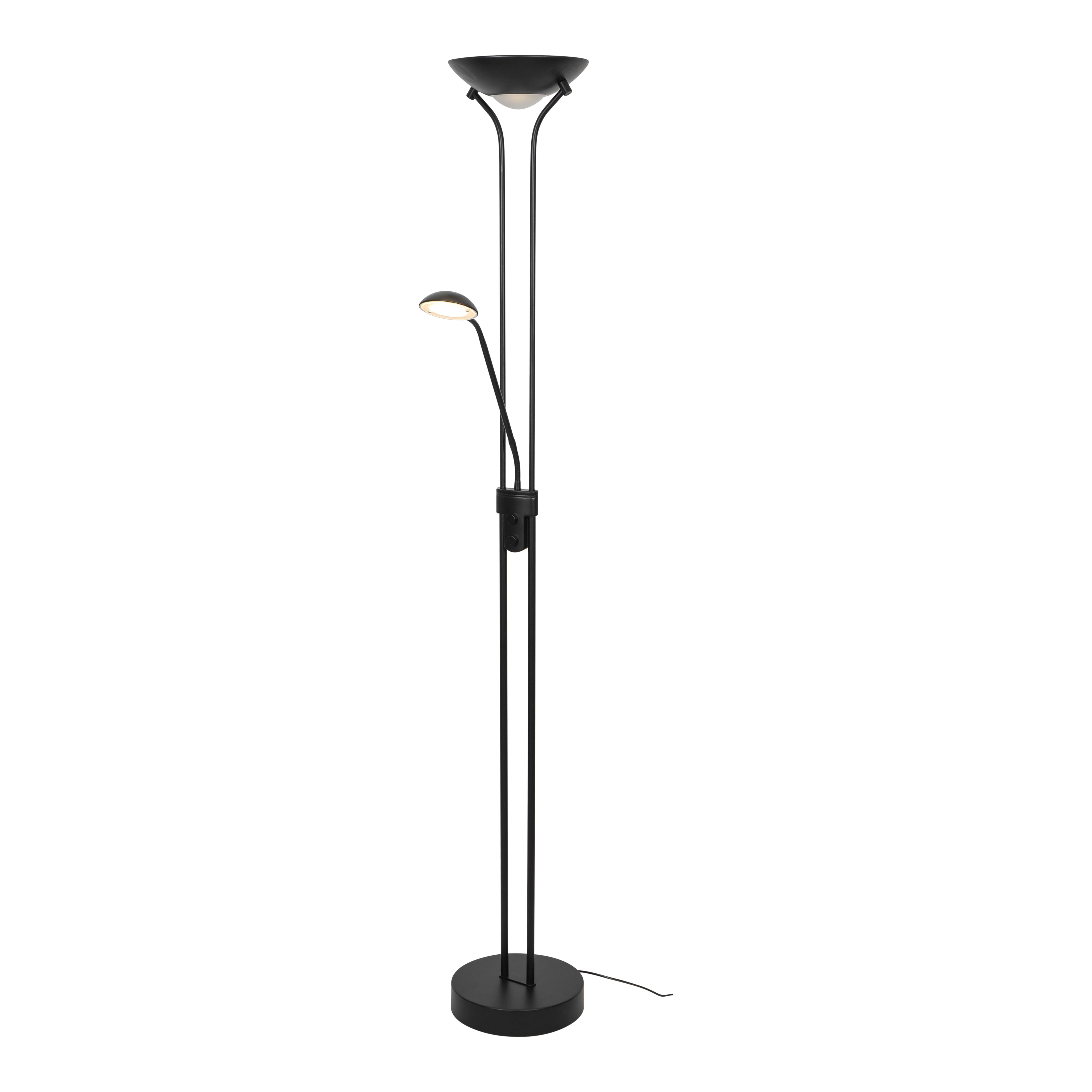 GoodHome Pulmoz Matt Black 2 Lights LED Mother & child floor light