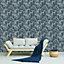GoodHome Pumpe Blue Palm trees Textured Wallpaper