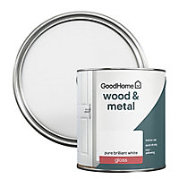 GoodHome Pure Brilliant White Gloss Metal & wood paint, 2.5L