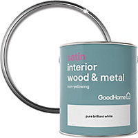 GoodHome Pure brilliant white Satin Metal & wood paint, 2.5L