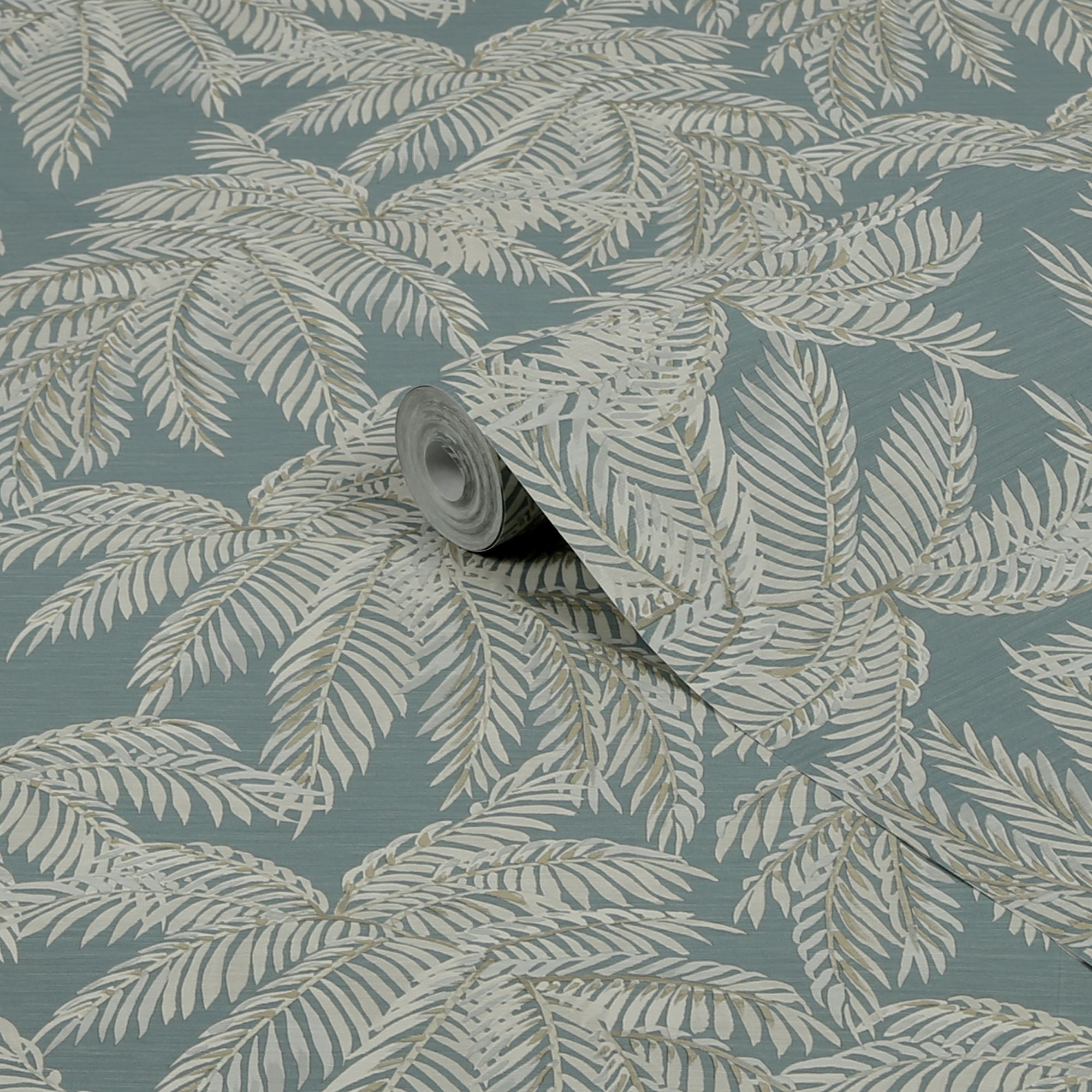GoodHome Pyroo Sage Palm trees Textured Wallpaper DIY at B&Q
