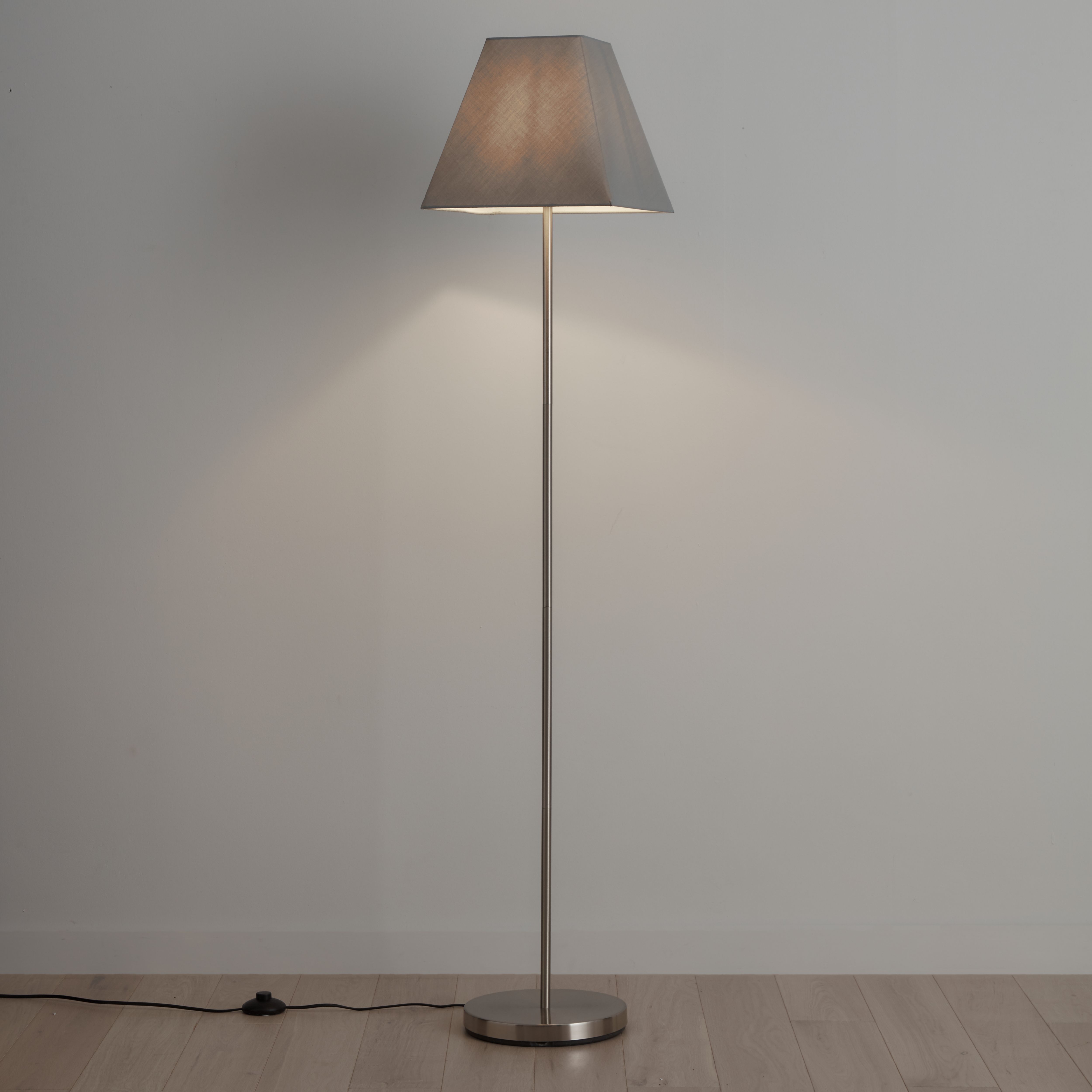 GoodHome Qarnay Light grey Fabric dyed Pyramid Light shade (D)30cm