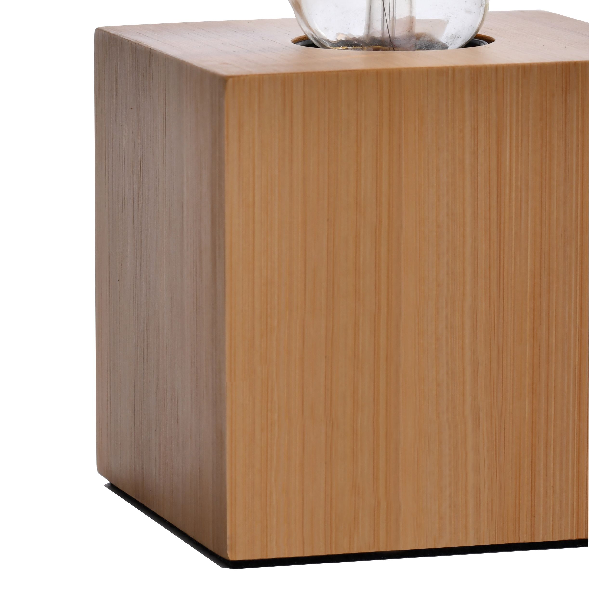 GoodHome Qausuit Square Bamboo effect Table light