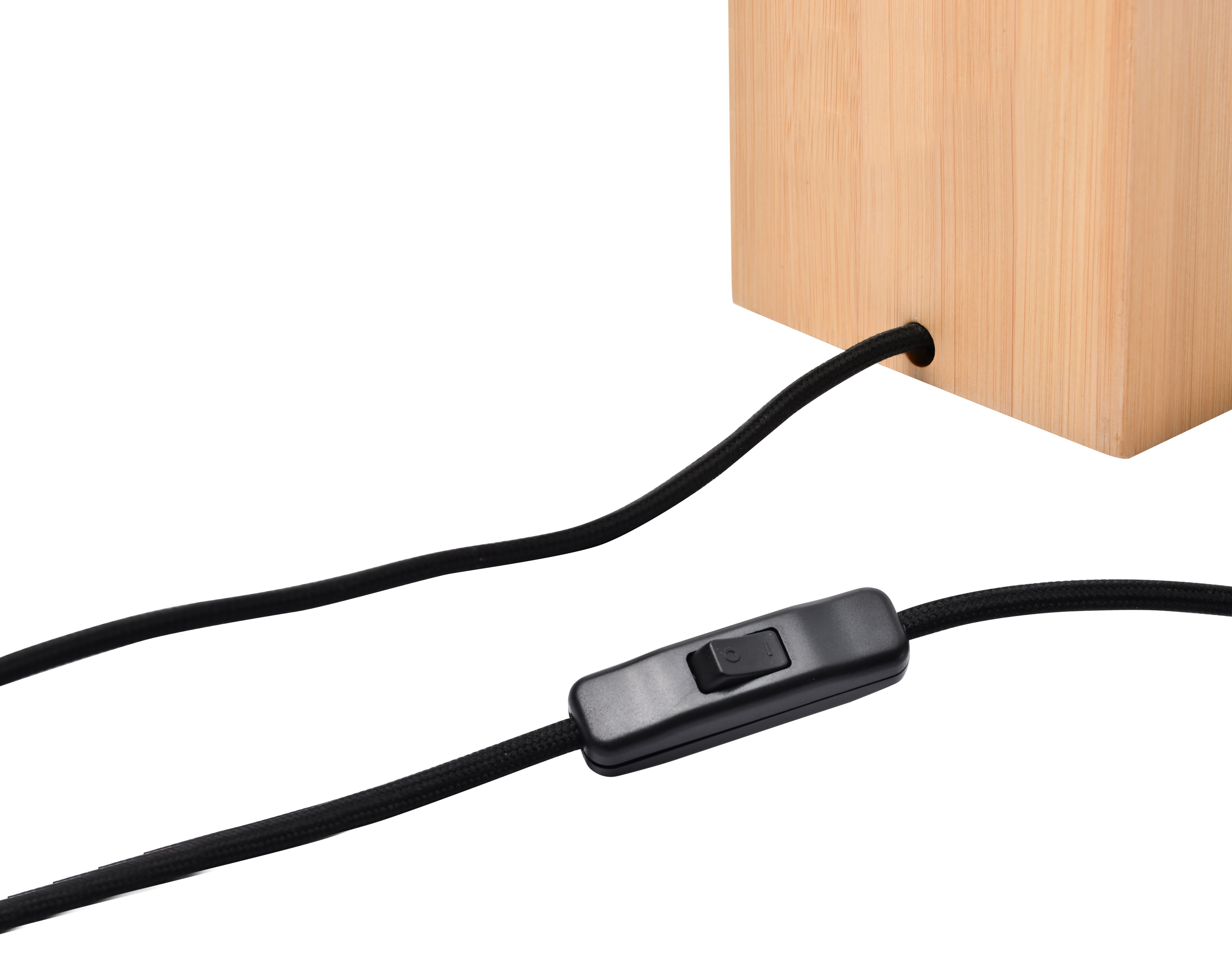 GoodHome Qausuit Square Bamboo effect Table light