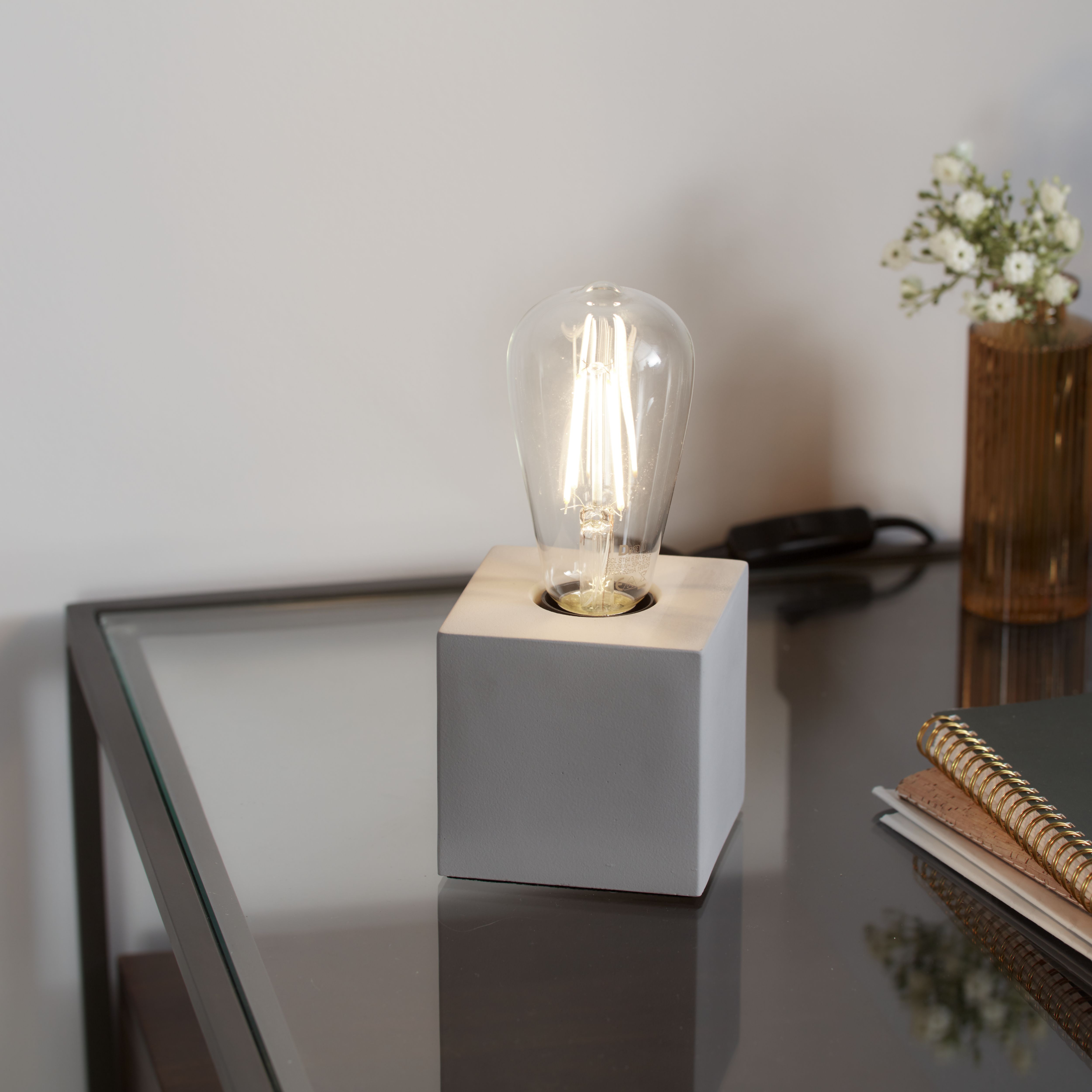 GoodHome Qausuit Square Grey Table light