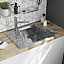 GoodHome Quassia Brushed Stainless steel 1 Bowl Sink & drainer With compact drainer (W)505mm x (L)635mm