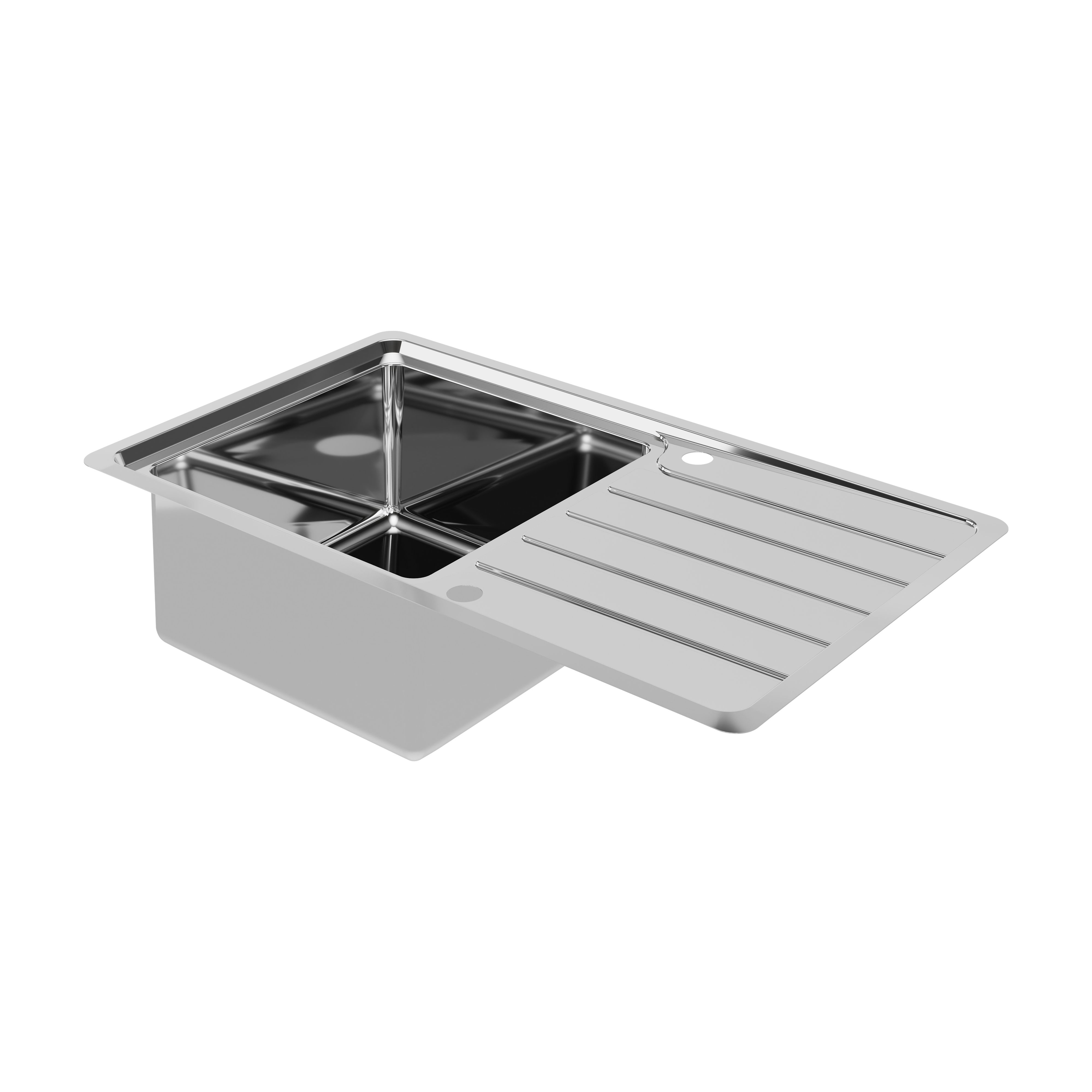 GoodHome Quassia Matt Stainless steel 1 Bowl Sink & drainer 865mm x 865mm