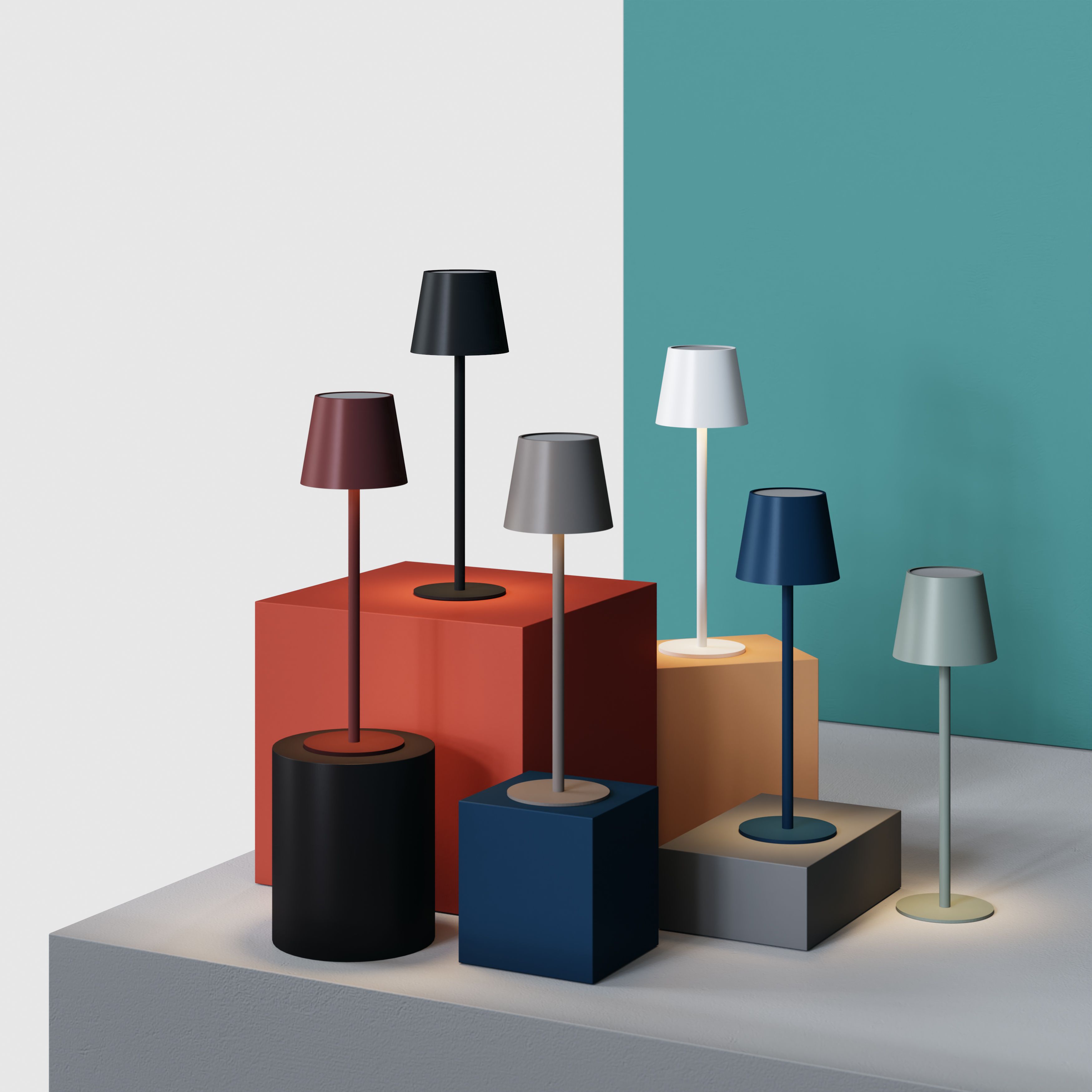GoodHome Quelea Conical Matt Black Rechargeable Integrated LED Table lamp