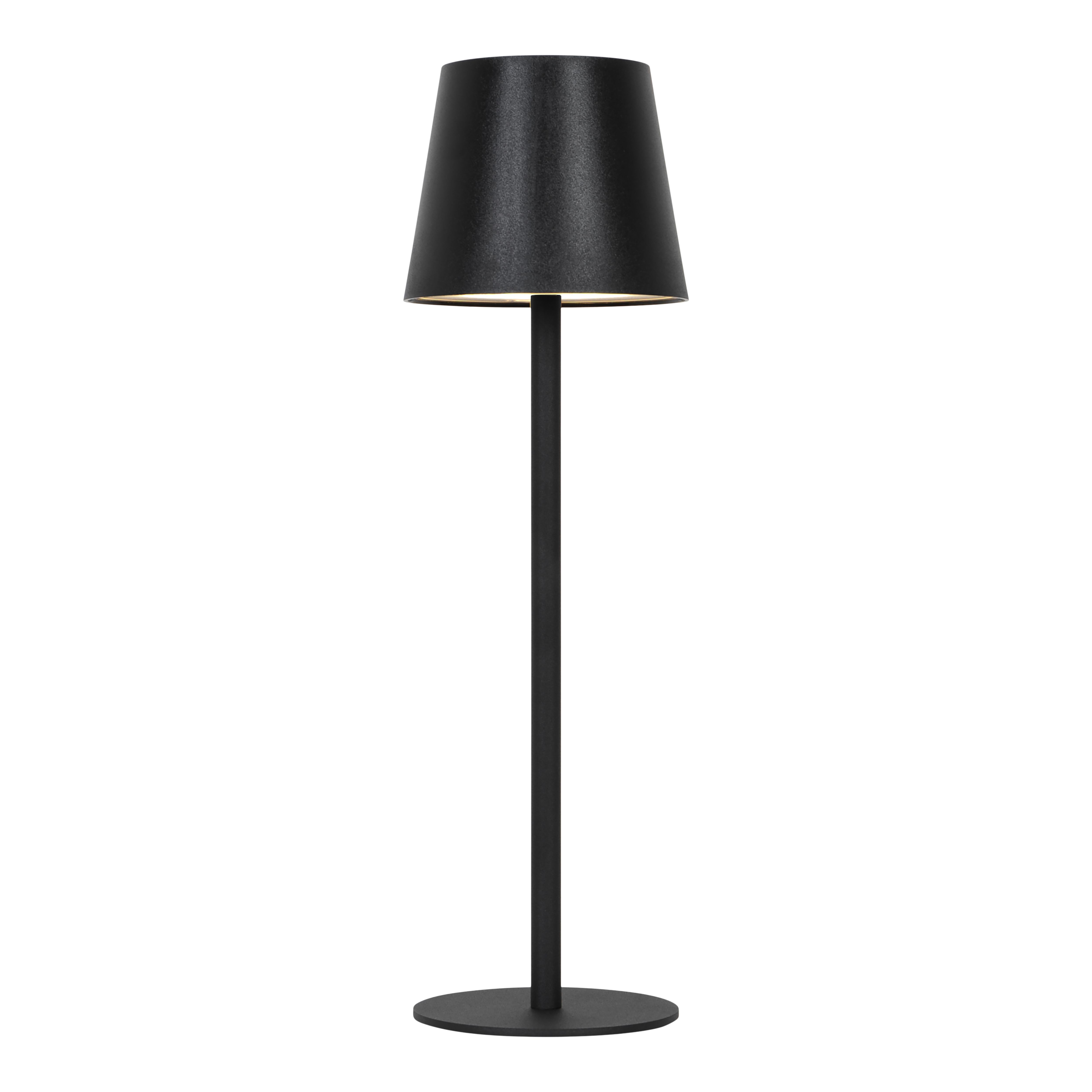 GoodHome Quelea Conical Matt Black Rechargeable Integrated LED Table lamp
