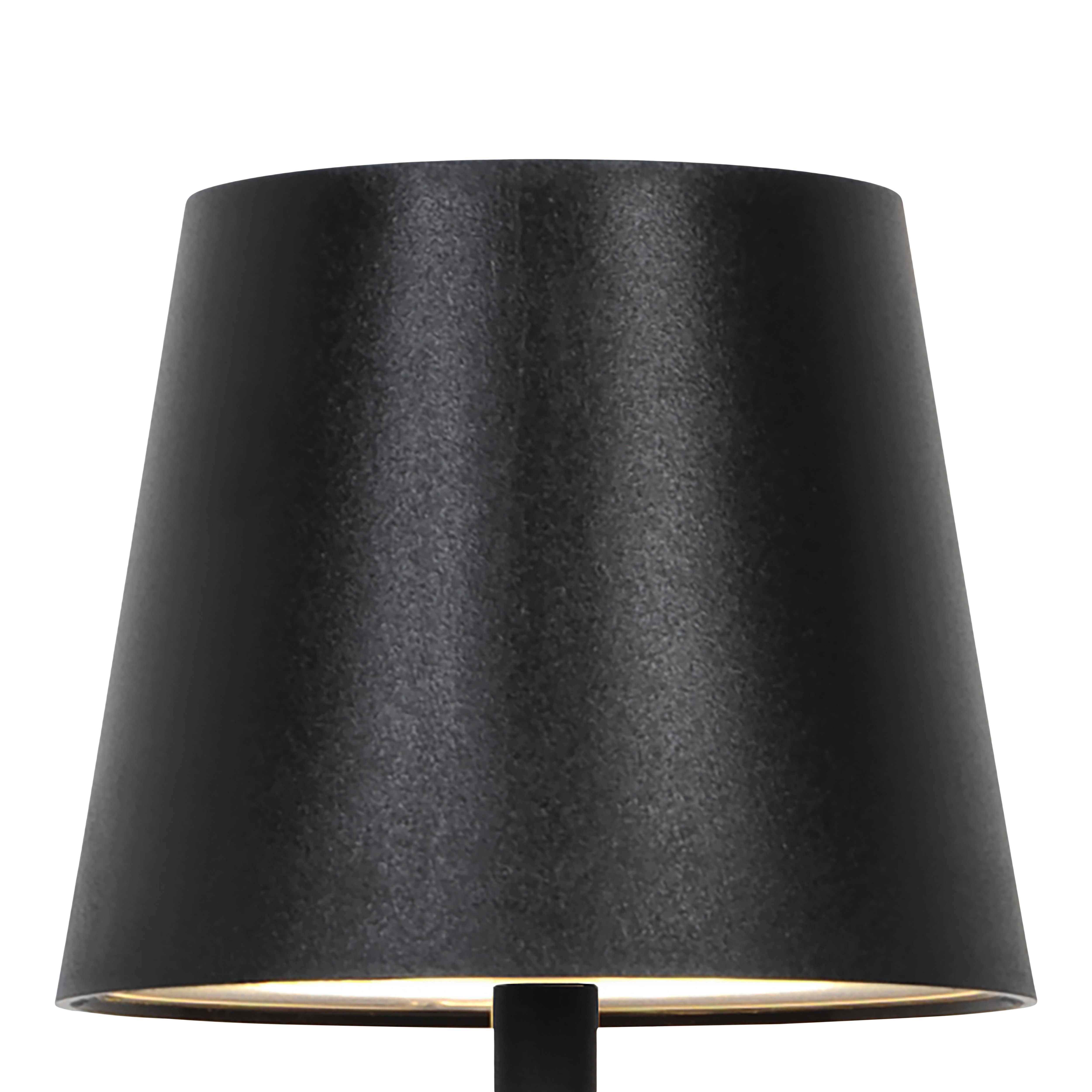 GoodHome Quelea Conical Matt Black Rechargeable Integrated LED Table lamp