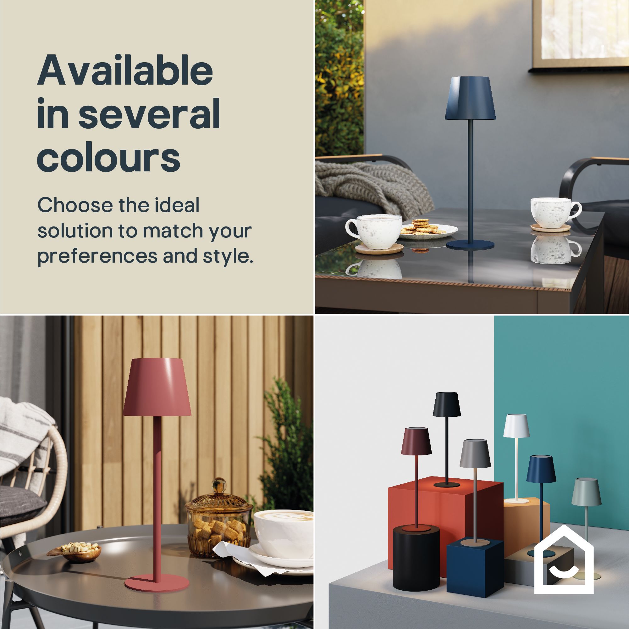GoodHome Quelea Conical Matt Black Rechargeable Integrated LED Table lamp