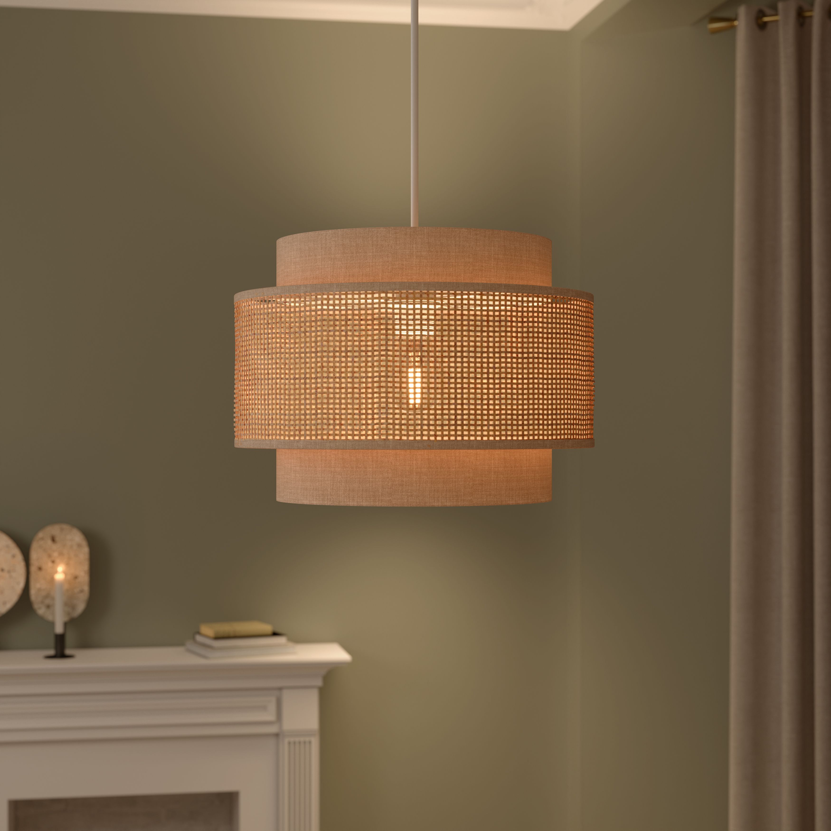 GoodHome Quetzal Natural Round Lamp shade (D)38cm