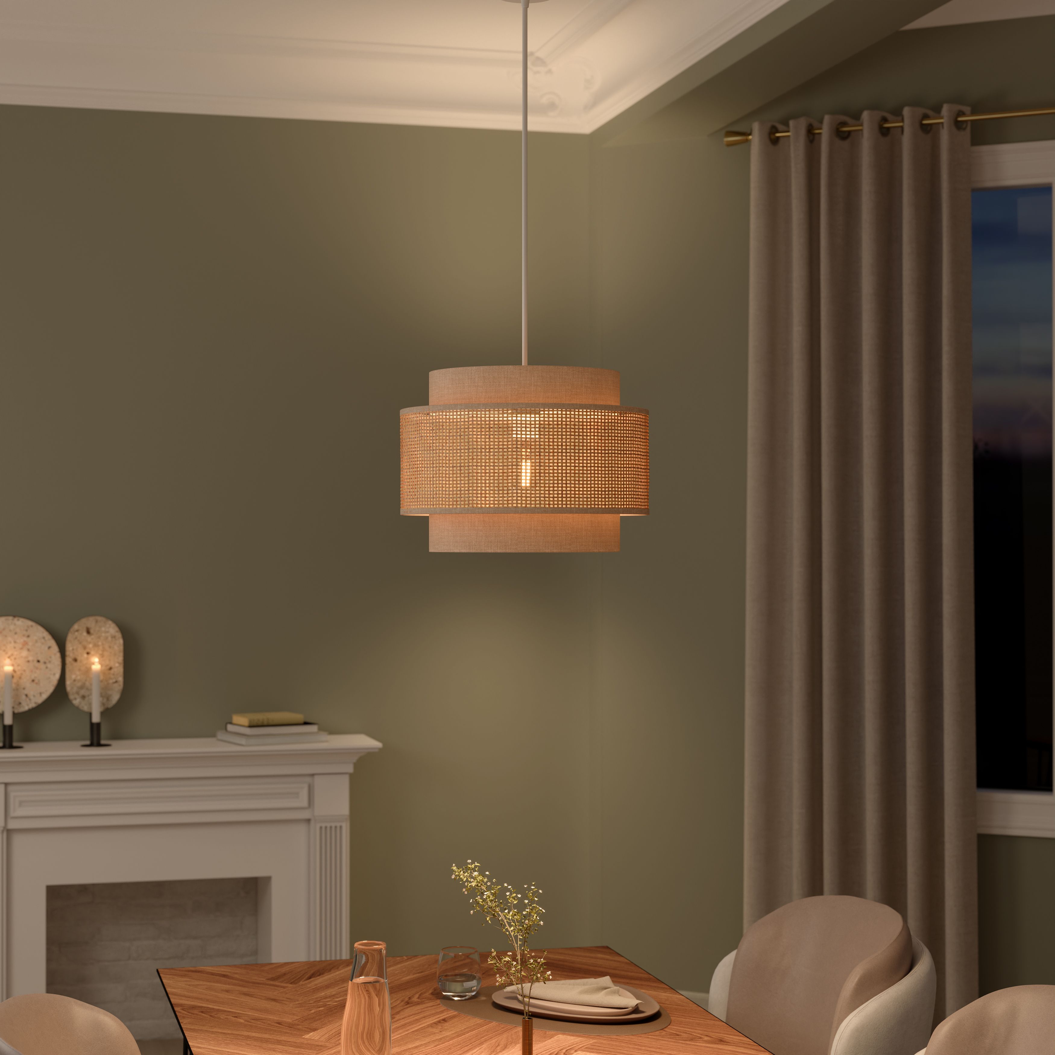 GoodHome Quetzal Natural Round Lamp shade (D)38cm