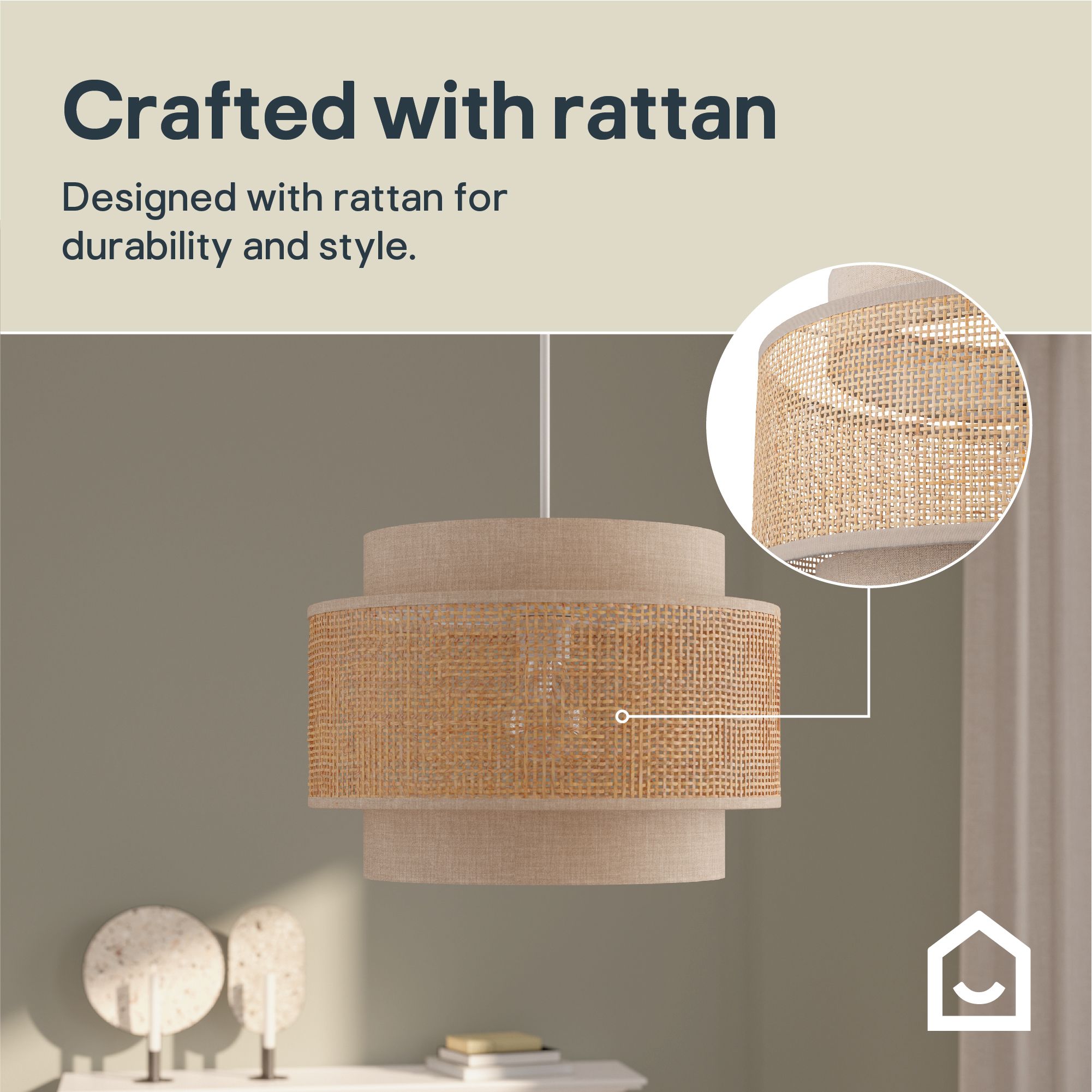 GoodHome Quetzal Natural Round Lamp shade (D)38cm