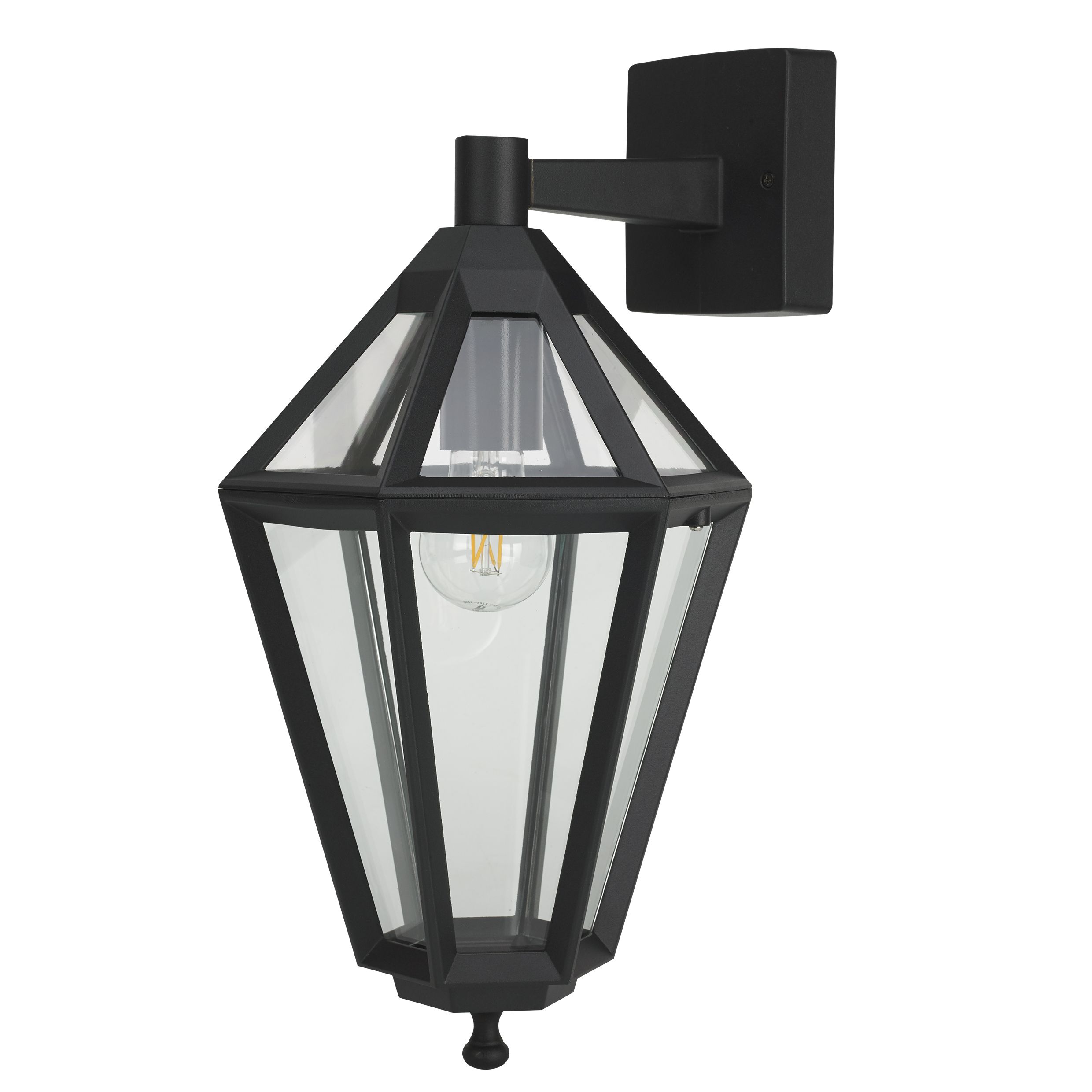 GoodHome Radley Fixed Matt Black Mains-powered Outdoor Down Wall light