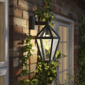 GoodHome Radley Fixed Matt Black Mains-powered Outdoor Down Wall light