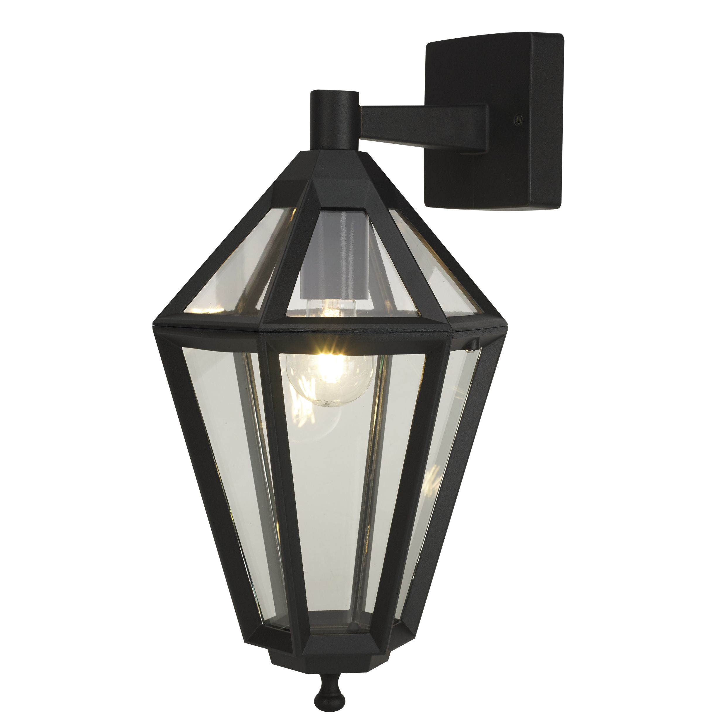 GoodHome Radley Fixed Matt Black Mains-powered Outdoor Down Wall light