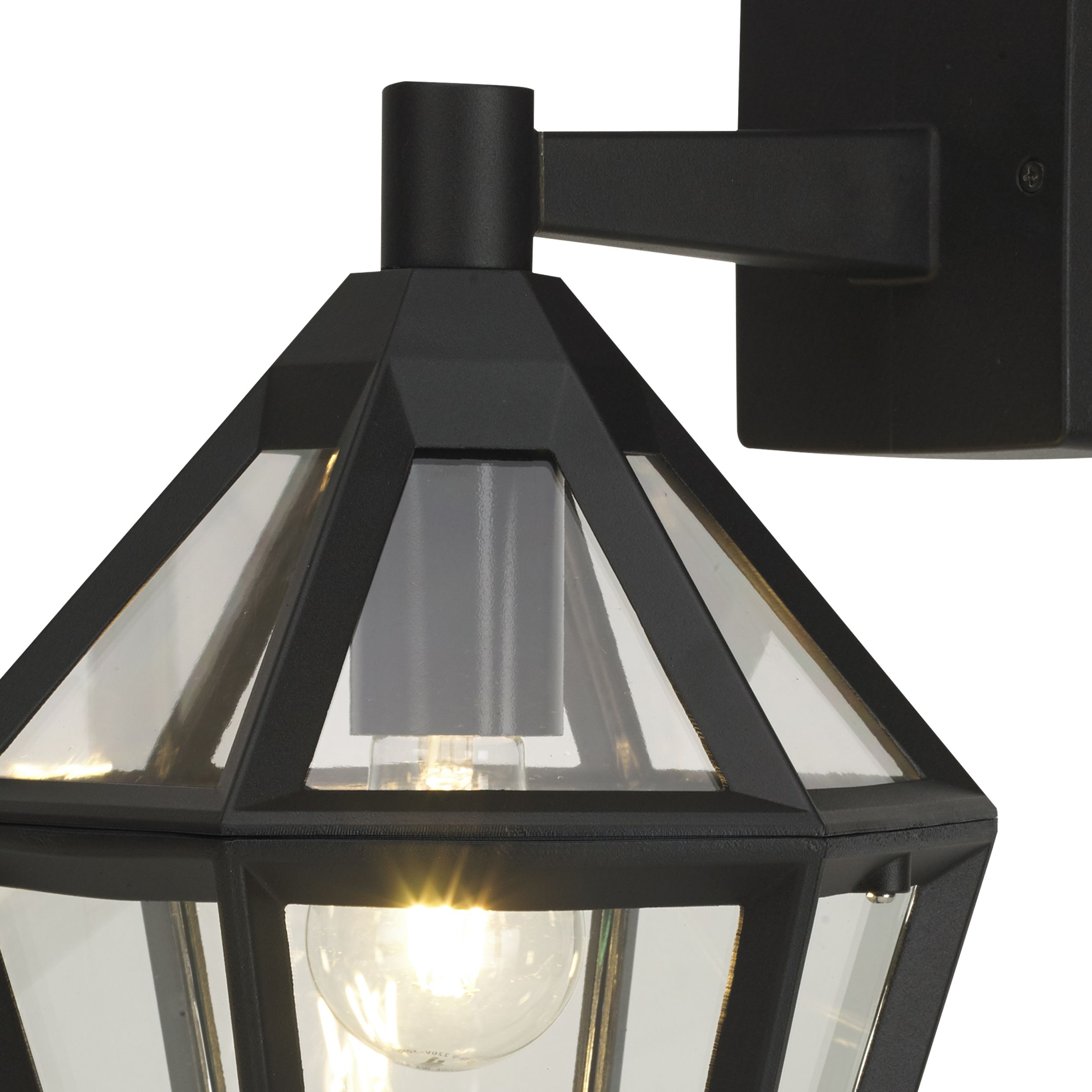 GoodHome Radley Fixed Matt Black Mains-powered Outdoor Down Wall light