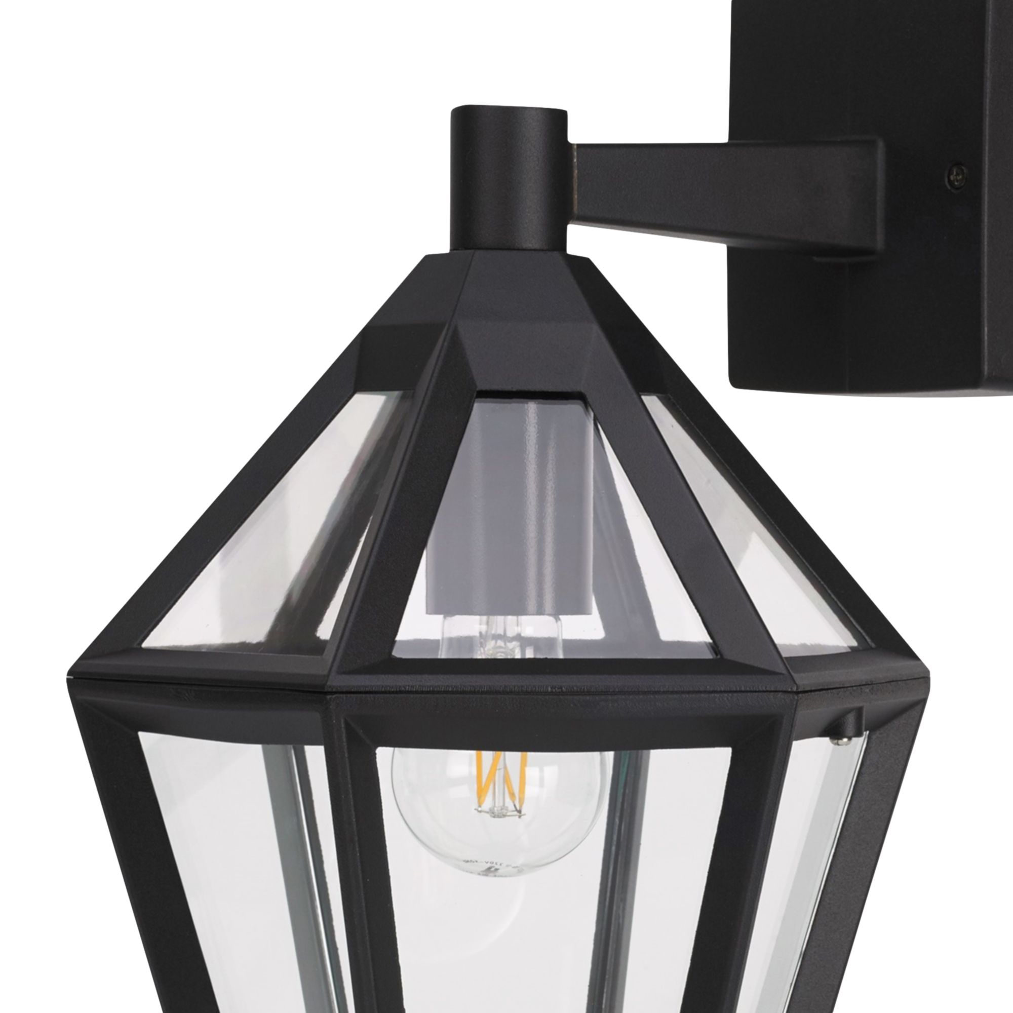 GoodHome Radley Fixed Matt Black Mains-powered Outdoor Down Wall light
