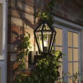 GoodHome Radley Fixed Matt Black Mains-powered Outdoor Up Wall light