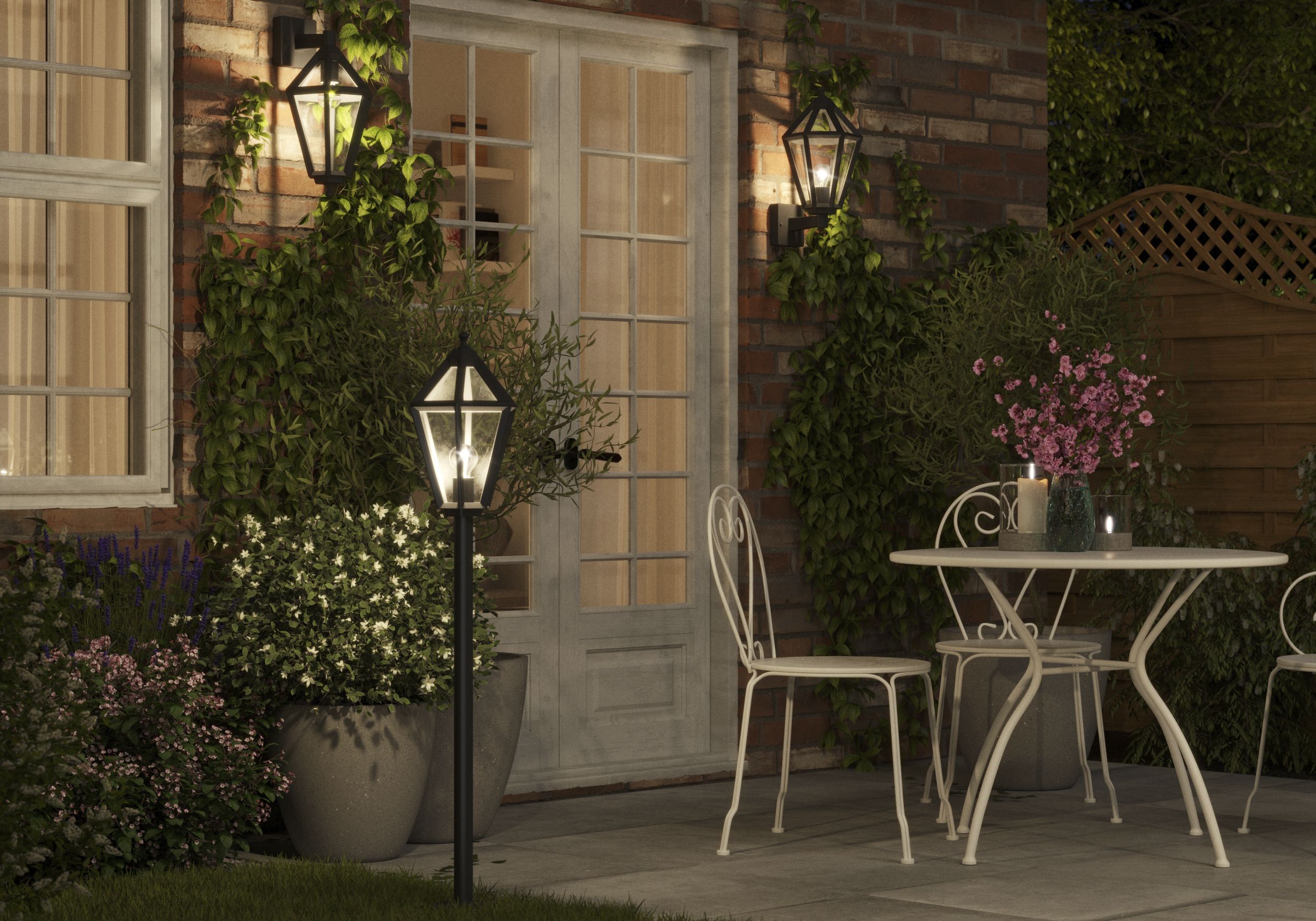 GoodHome Radley Fixed Matt Black Mains-powered Outdoor Up Wall light