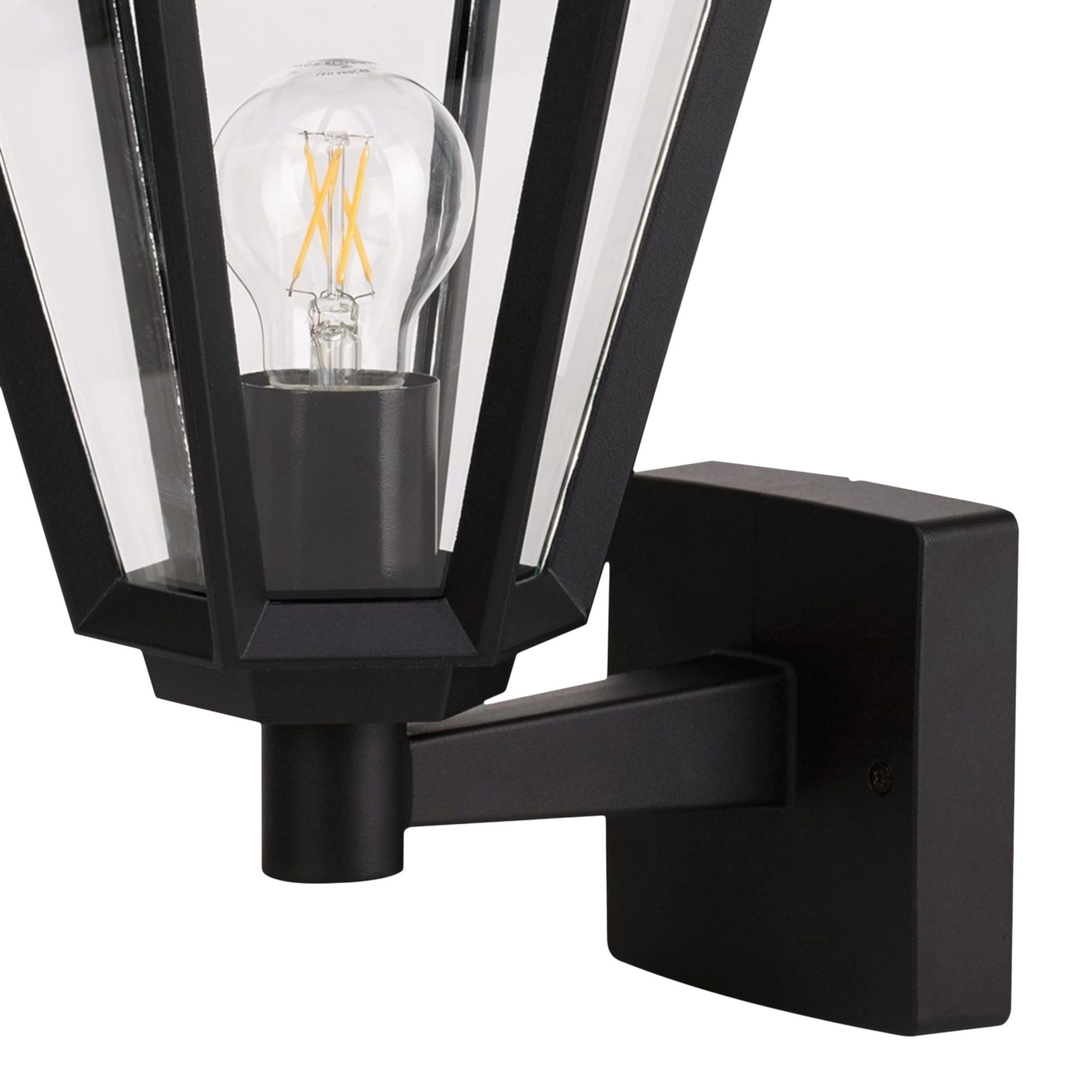 GoodHome Radley Fixed Matt Black Mains-powered Outdoor Up Wall light