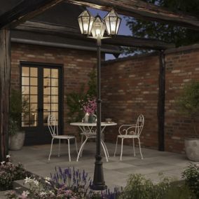 GoodHome Radley Lantern Black Mains-powered 3 lamp Outdoor 6 faces Lamp post (H)2370mm