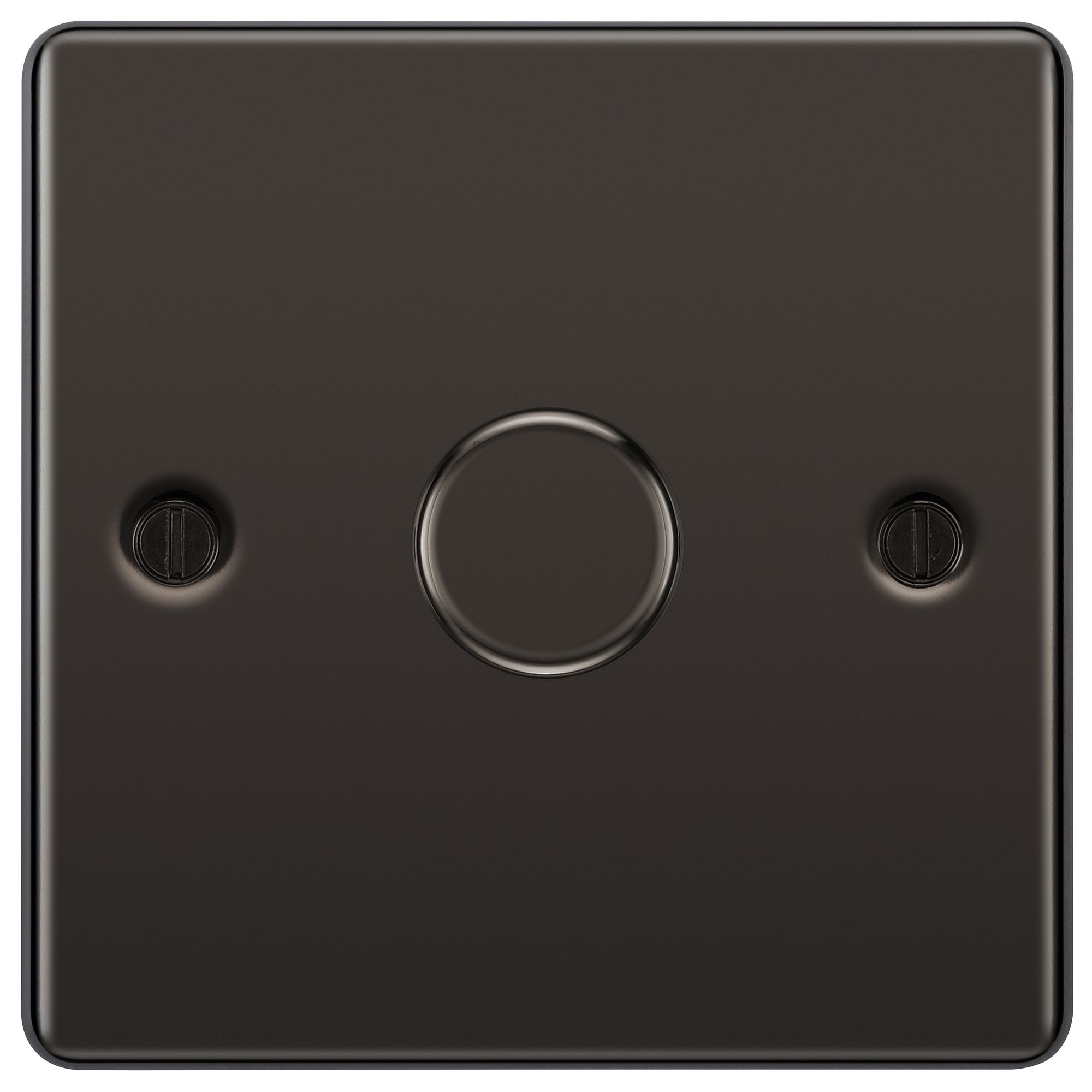 GoodHome Raised rounded profile Single 2 way 200W Dimmer switch Black 1 gang
