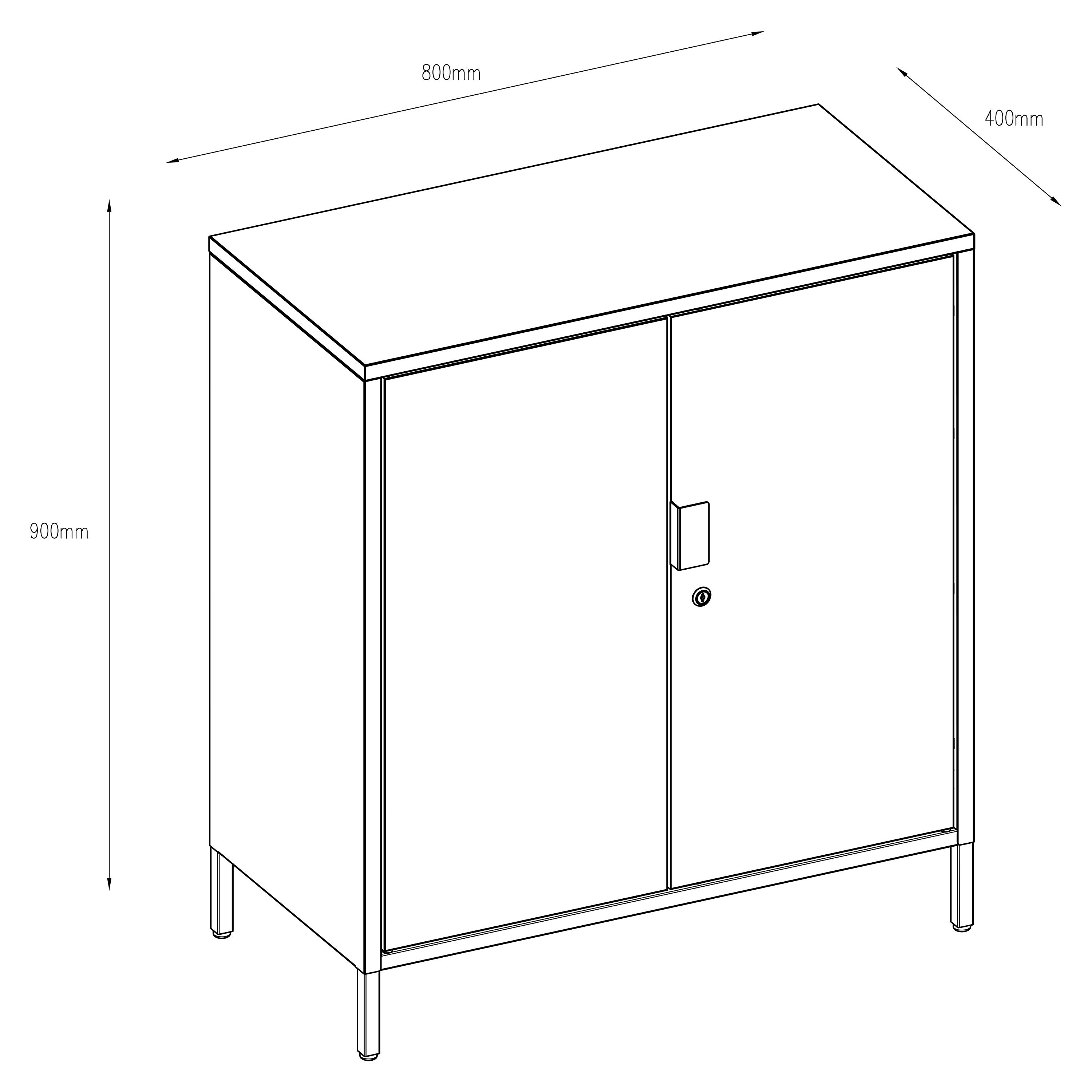 GoodHome Rand 2 shelf Black Steel Short Utility Low storage cabinet (H)90cm x (W)80cm x (D)40cm