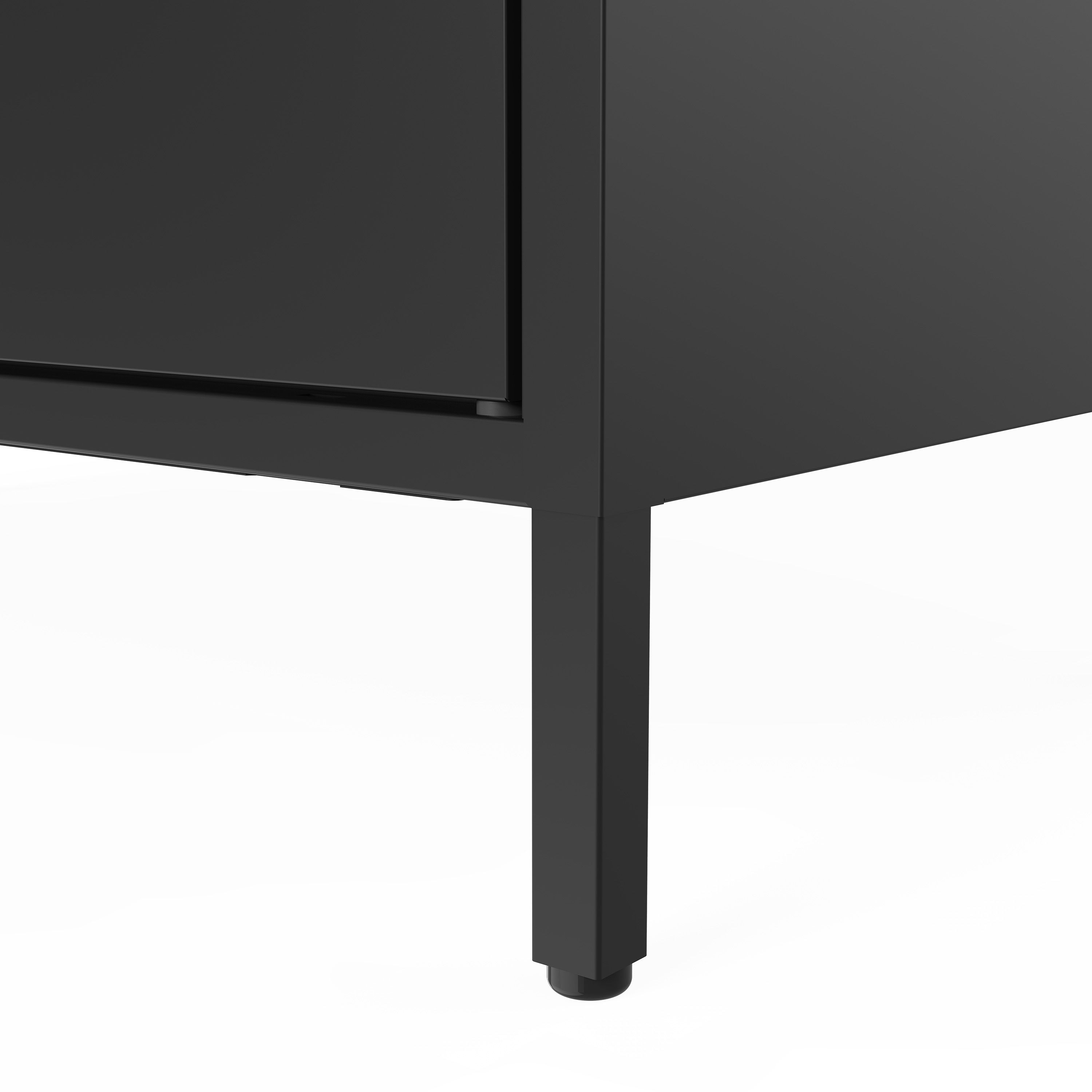 GoodHome Rand 2 shelf Black Steel Short Utility Low storage cabinet (H)90cm x (W)80cm x (D)40cm