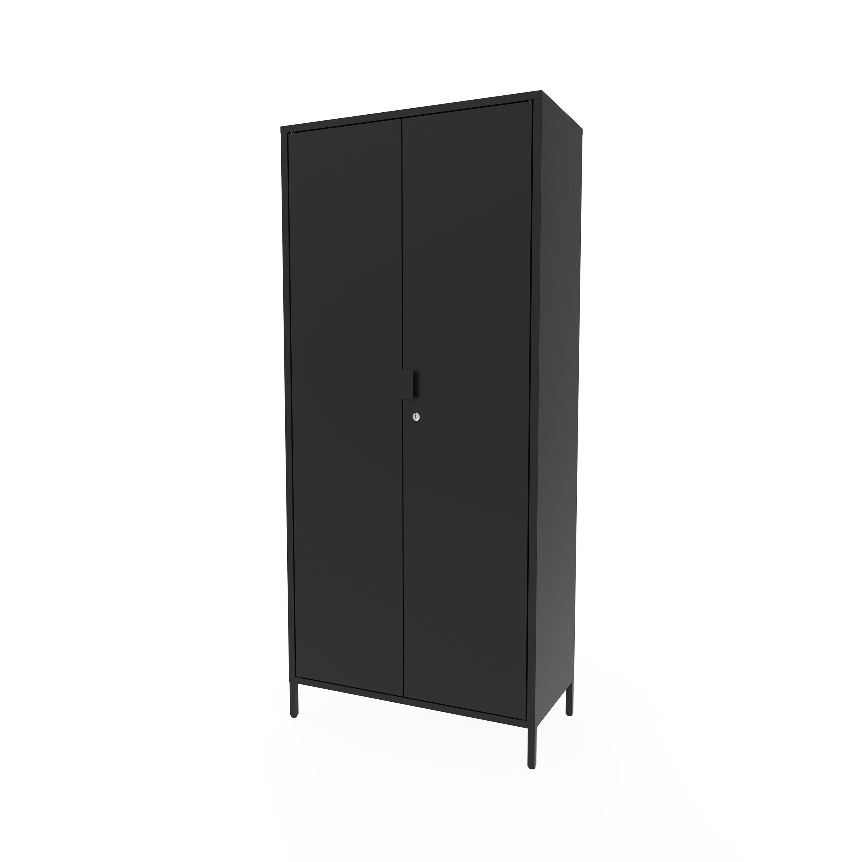 GoodHome Rand 4 shelf Black Steel Tall Utility High storage cabinet (H)180cm x (W)80cm x (D)40cm
