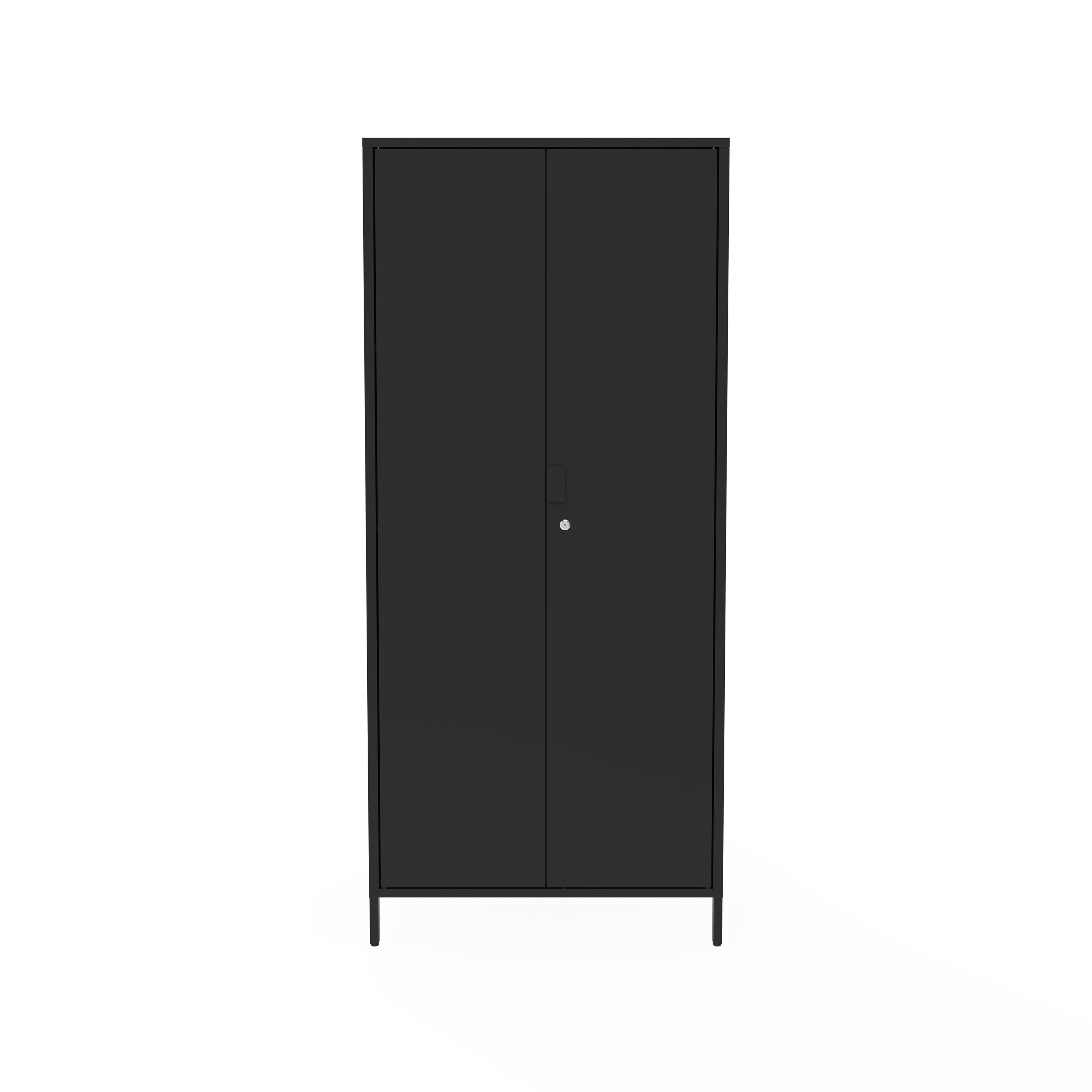 GoodHome Rand 4 shelf Black Steel Tall Utility High storage cabinet (H)180cm x (W)80cm x (D)40cm