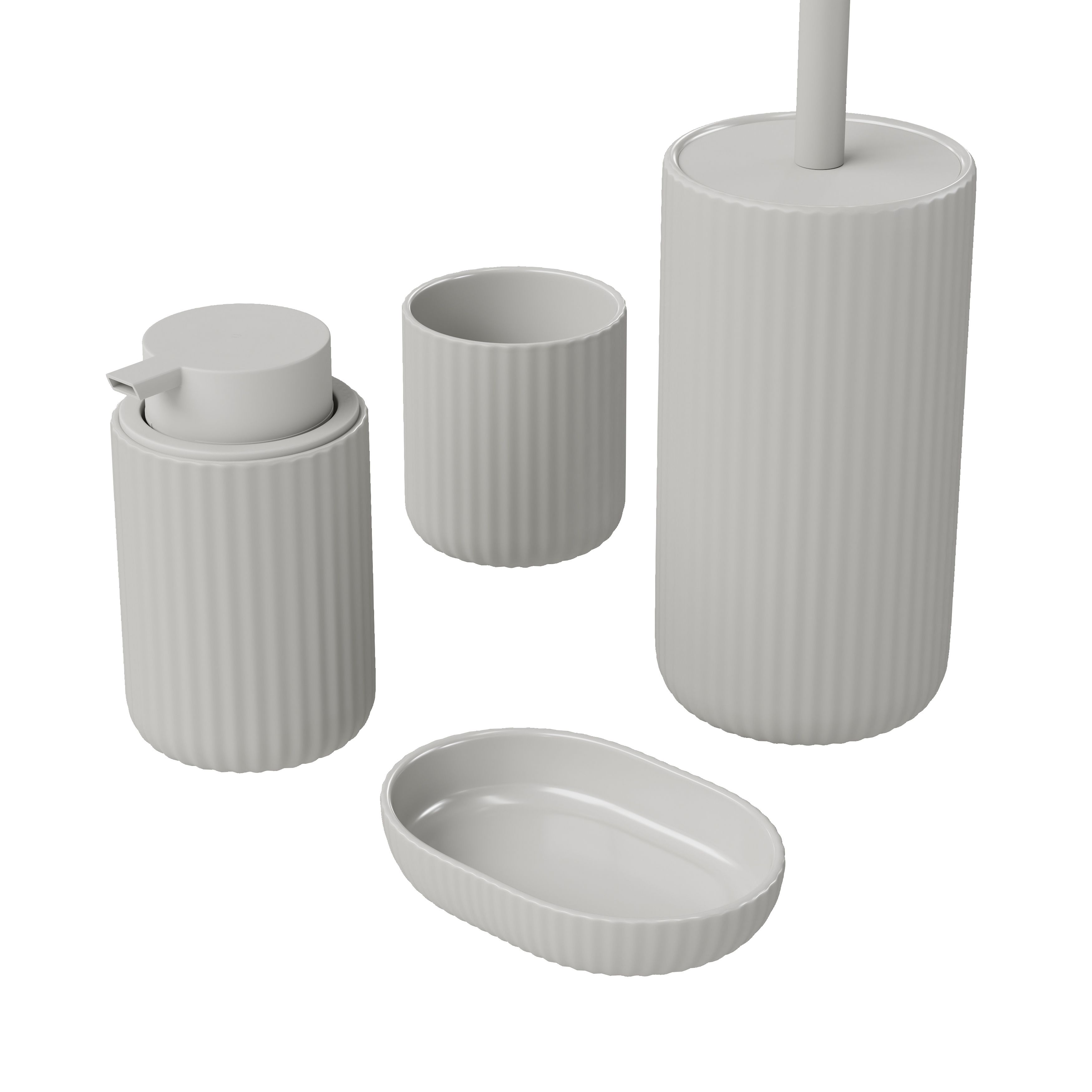 Ribbed Toilet Bowl Brush and Holder White